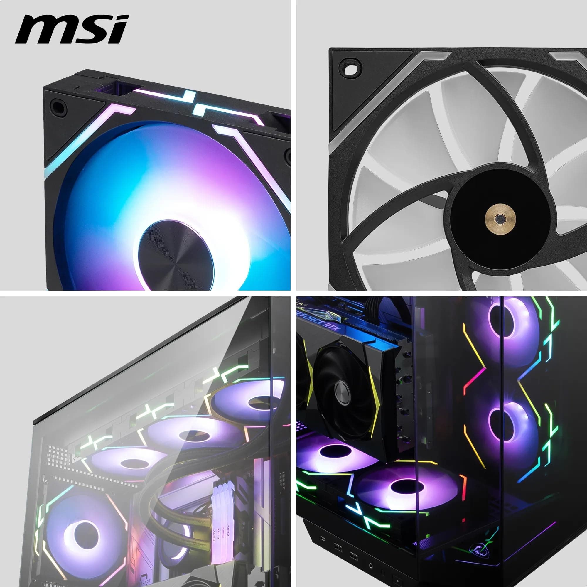 MSI MPG EZ120 ARGB Lüfter - 120 mm ARGB-Lüfter, fluiddynamisches Lager mit zusätzlicher Mutterbefestigung, Mystic Light & Cooling Wizard Unterstützung mit MSI Mainboards Bild 7