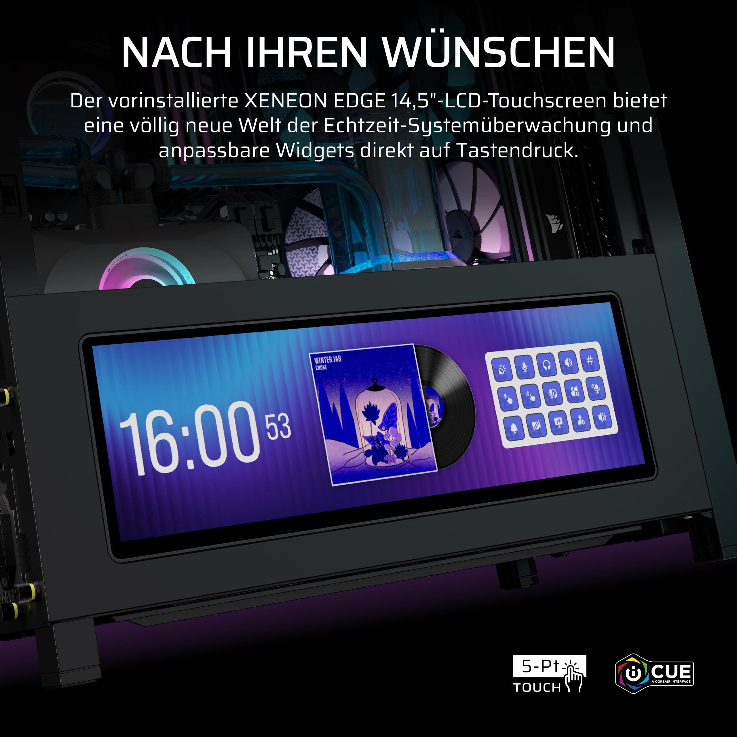 CORSAIR Frame 4000D LCD RS ARGB Modularen Mid-Tower ATX PC-Gehäuse – XENEON Edge LCD-Touchscreen, InfiniRail Lüftermontagesystem, 4X RS120 ARGB-PWM-Lüfter – Schwarz Bild 5