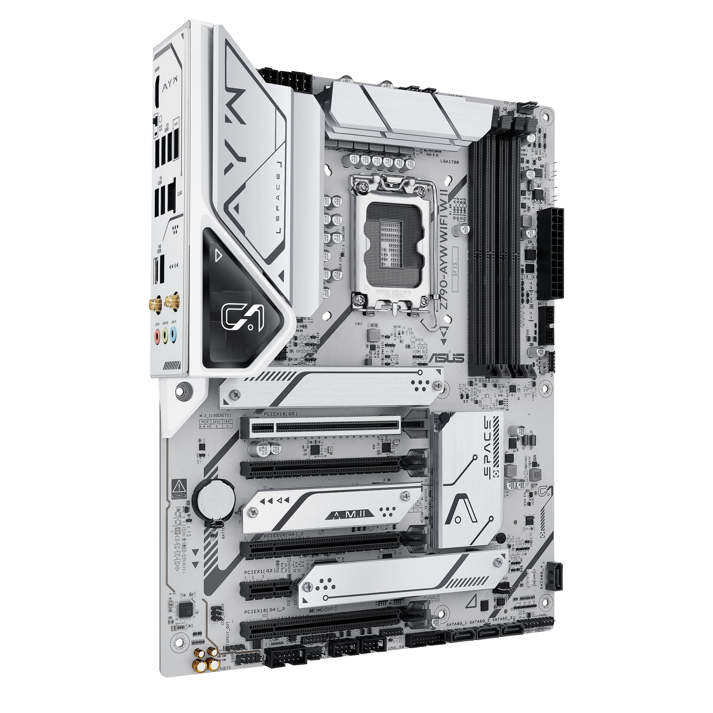 ASUS Z790-AYW WiFi W II Intel Z790 (LGA 1700) ATX Motherboard mit PCIe® 5.0, 3X M.2, 12+1 DrMOS, DDR5, WiFi 6, 2.5Gb LAN, HDMI, USB 10Gbps Type-C®, USB 10Gbps Type-C®, Thunderbolt™, USB4®, Aura Sync Bild 3