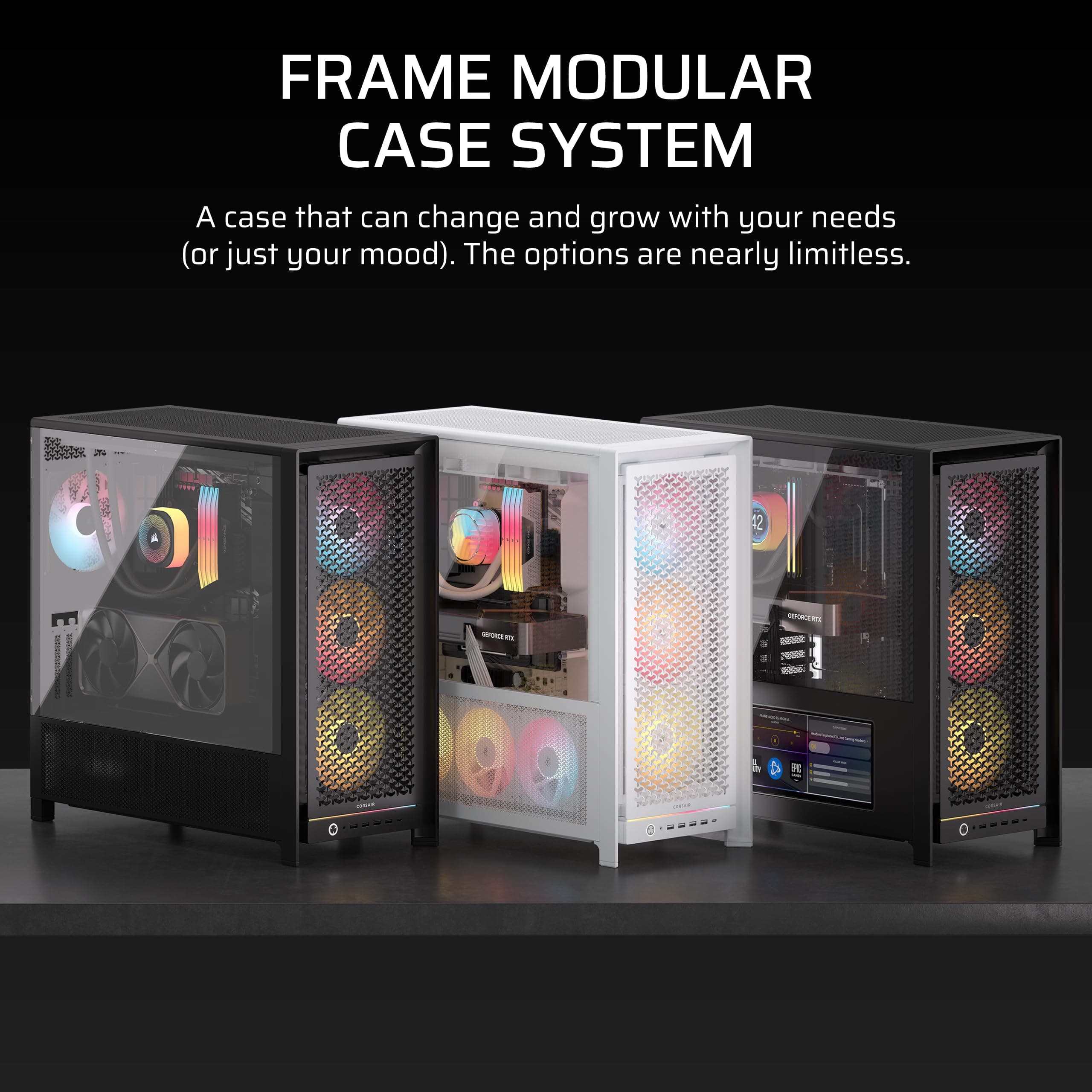 CORSAIR Frame 5000D RS Modulares Hohem Luftstrom Mid-Tower-PC-Gehäuse – 4X Vorinstallierte RS-Lüfter, InfiniRail-Lüfterbefestigungssystem, Kompatibel mit Reverse-Connector-Mainboards – Schwarz Bild 5