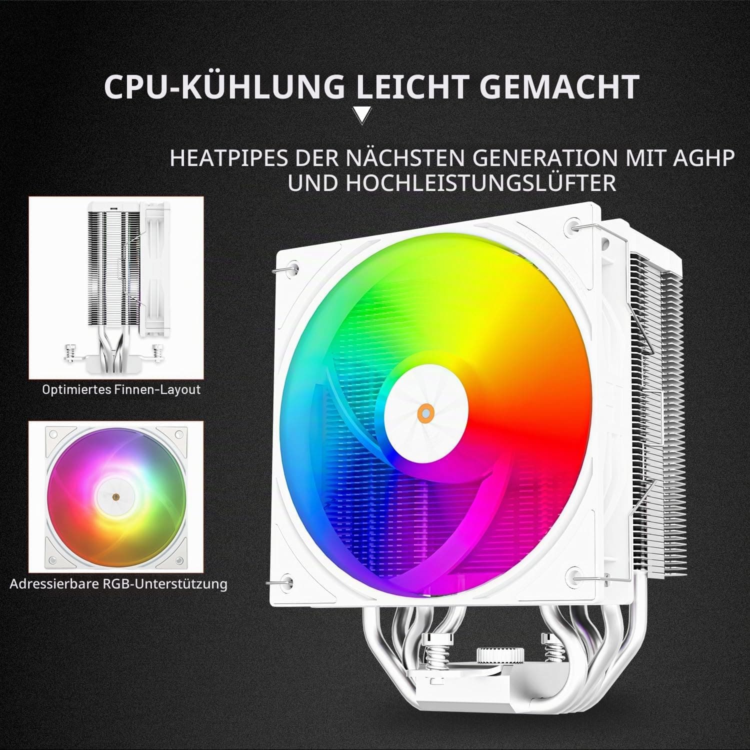 TR Assassin X 120R Digital ARGB Kühler für obere Abdeckung des digitalen Displays, TL-P12-S PWM Luftkühler, leise, unterstützt AM4/AM5, Intel LGA1851/1700/115X/1200 AX120R D ARGB WHITE Bild 7