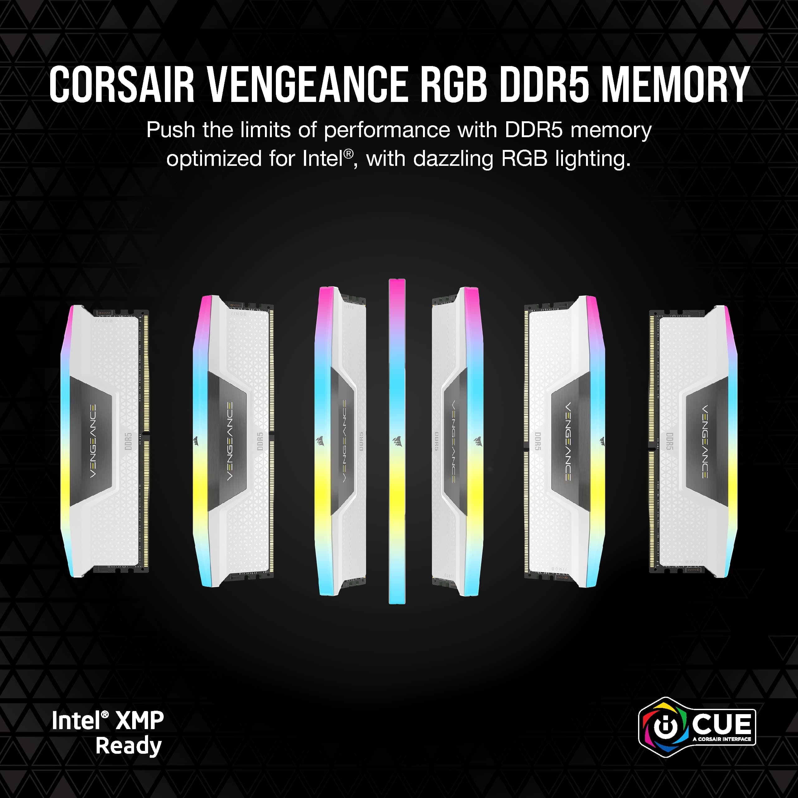CORSAIR Vengeance RGB DDR5 RAM 64GB (2x32GB) Bis zu 5600MHz CL40 Intel XMP 3.0 Desktop-Arbeitsspeicher – Weiß (CMH64GX5M2B5600C40W) Weiß 64GB (2x32GB) Bild 3