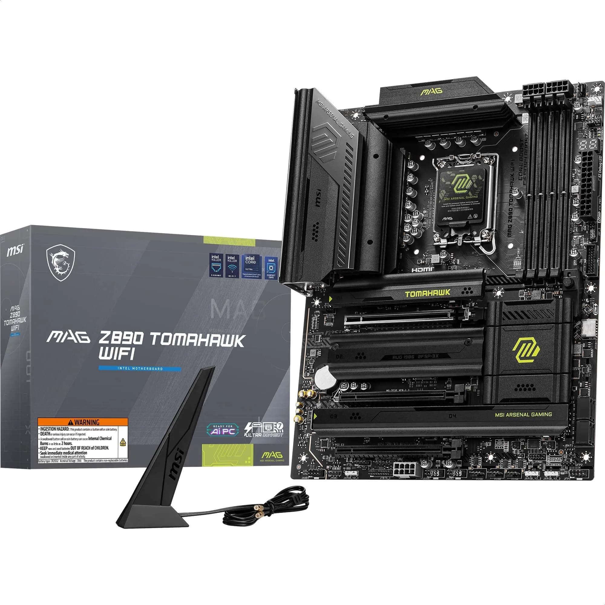 MSI MAG Z890 Tomahawk WiFi Mainboard, ATX - Unterstützt Intel Core Ultra Prozessoren (Series 2), LGA 1851 - DDR5 Memory Boost 4 x DDR5 (9200+ MT/s OC), 1 x PCIe 5.0 x16, 1 x M.2 Gen5, 5G LAN, Wi-Fi 7 Bild 2