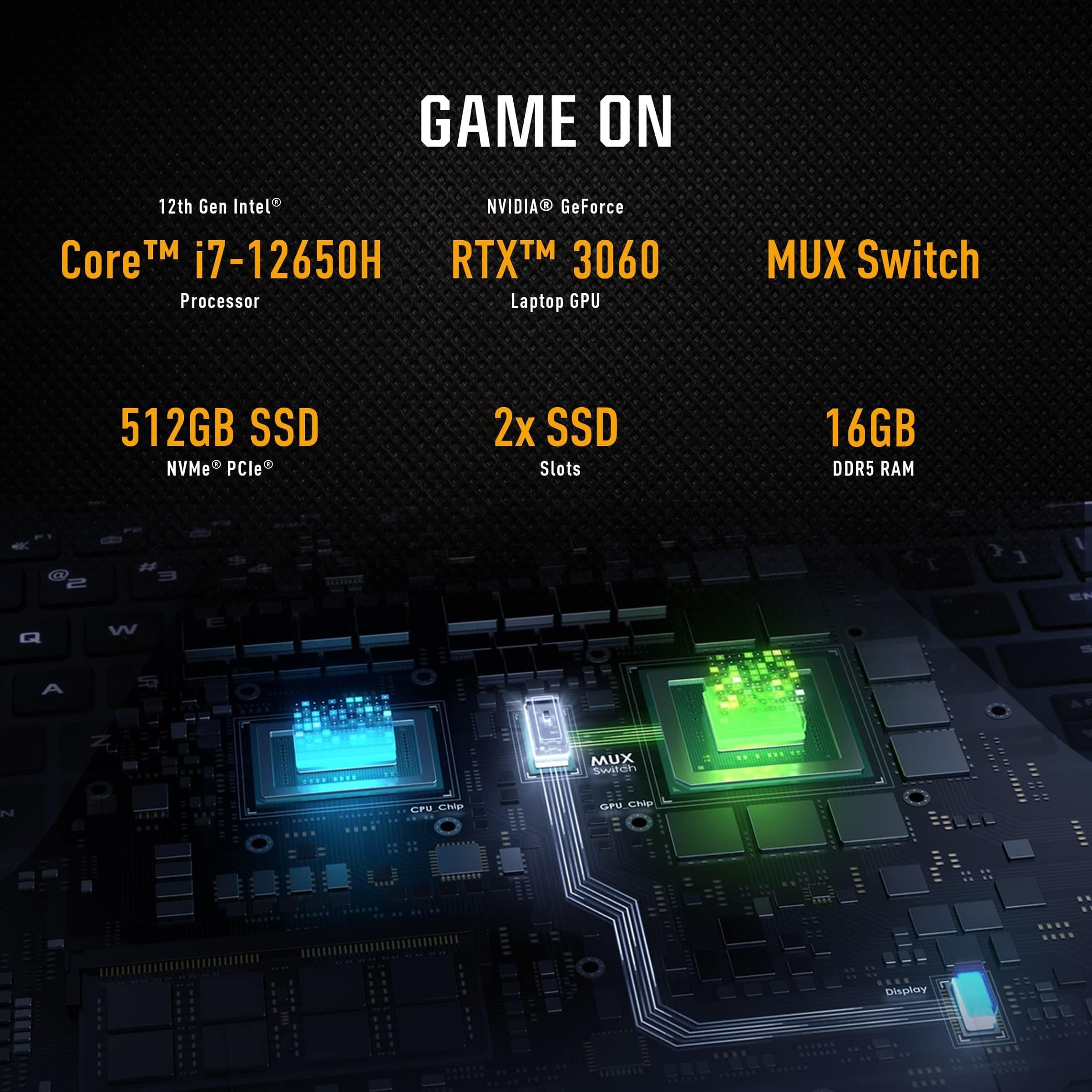 ASUS TUF Dash 15 (2022) Gaming Laptop, 15.6 144Hz FHD Display, Intel Core i7-12650H, GeForce RTX 30;US Layout Intel Core i7-12650H 16 GB 512 GB RTX 3060 Bild 2