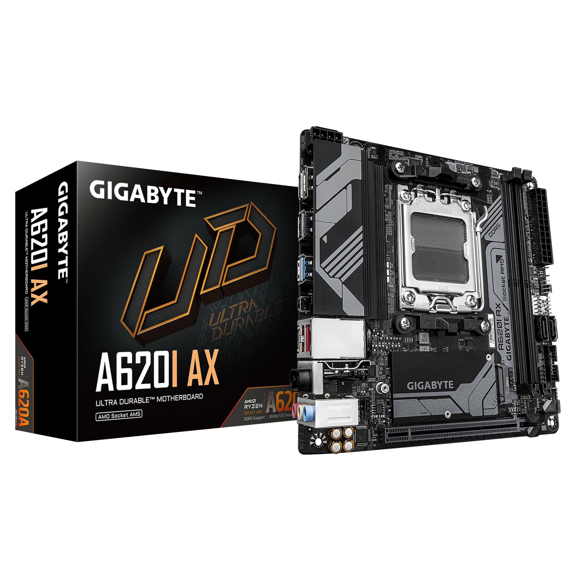GIGABYTE A620I AX (AM5/ LGA 1718/ AMD/ A620/ Mini-ITX/ 5 Jahre Garantie/ DDR5/ Single M.2/ PCIe 4.0/ USB 3.2 Gen1 Type-C/Realtek Wi-Fi 6E/ Realtek 2.5GbE/ Q-Flash Plus/PCIe EZ-Latch/Motherboard) Bild 2