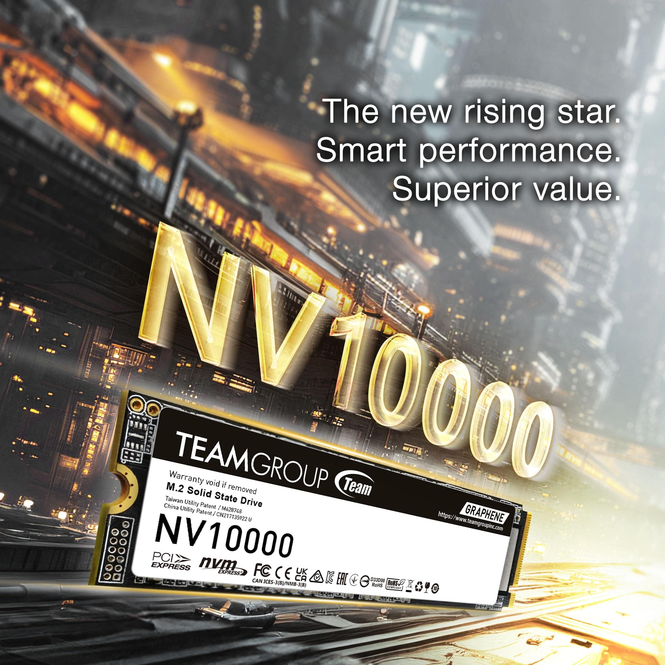 TEAMGROUP NV10000 2TB SLC Cache NVMe PCIe 5.0 Gen5x4 M.2 2280 Laptop Desktop SSD Lese-/Schreibgeschwindigkeit bis zu 10.000/8500MB/s TM8FGP002T0C101 Bild 3