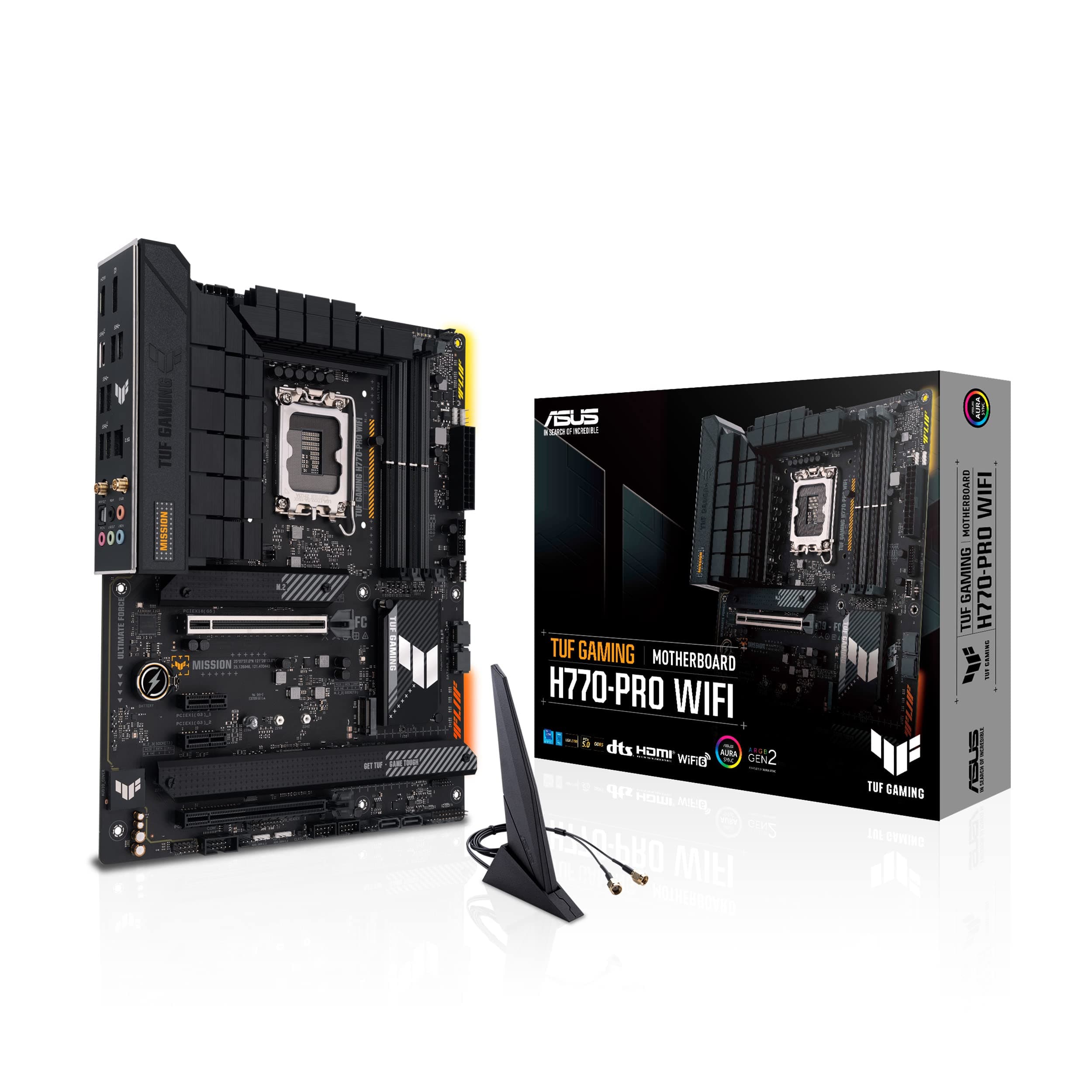 ASUS TUF Gaming H770-PRO WiFi Mainboard Sockel Intel LGA 1700 (Intel H770, ATX, PCIe 5.0, DDR5-Speicher, 4X PCIe 4.0 M.2, Intel WiFi 6, Aura Sync) Pro WiFi TUF H770