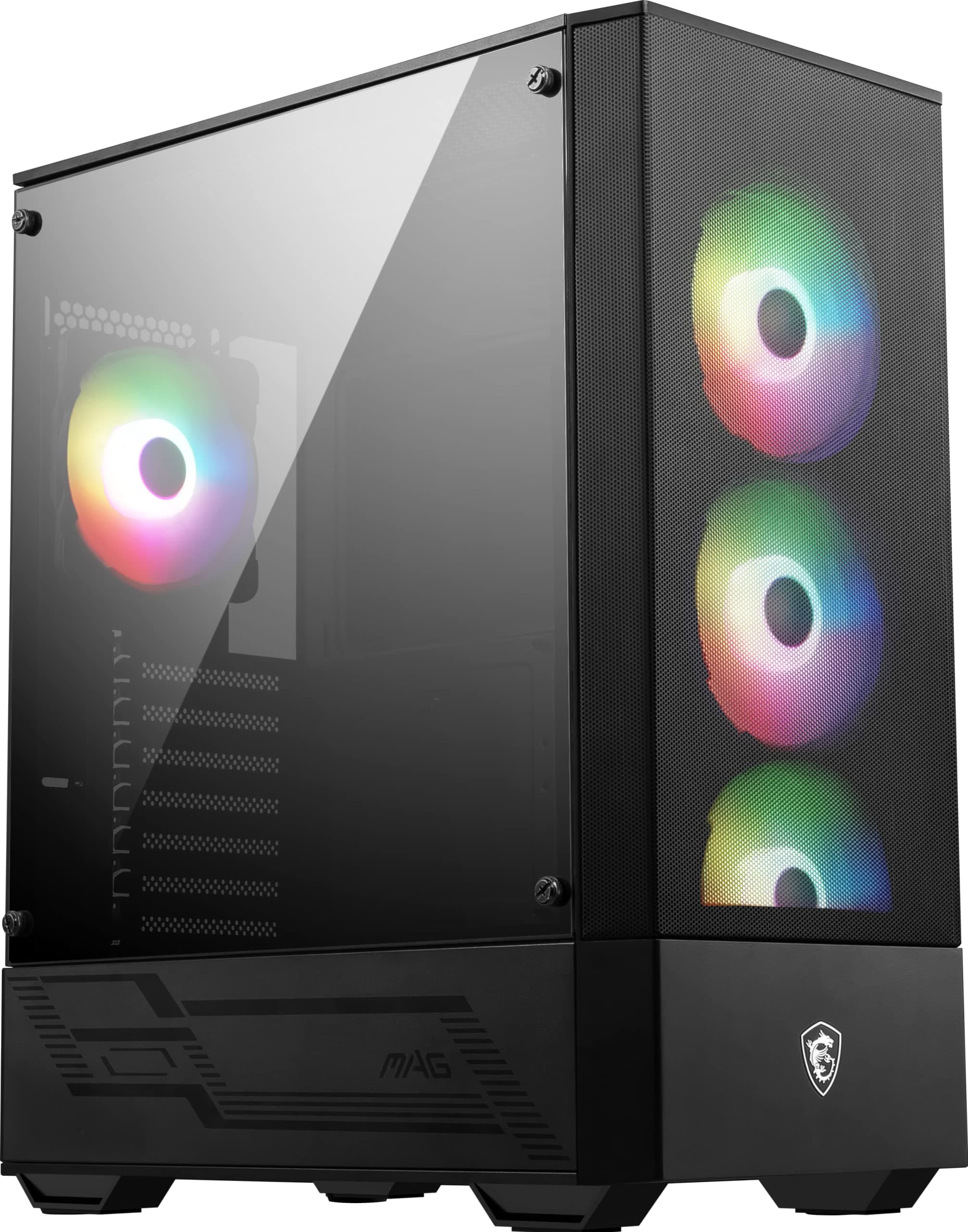 MSI MAG Forge 112R Mid-Tower PC-Gehäuse - gehärtetes Glas, unterstützt ATX, Micro-ATX & Mini-ITX, Mesh-Front, 4X 120mm ARGB Lüfter mit Hub Controller, Magnetischer Staubfilter, USB 3.2 Gen 1 Typ-A Bild 2