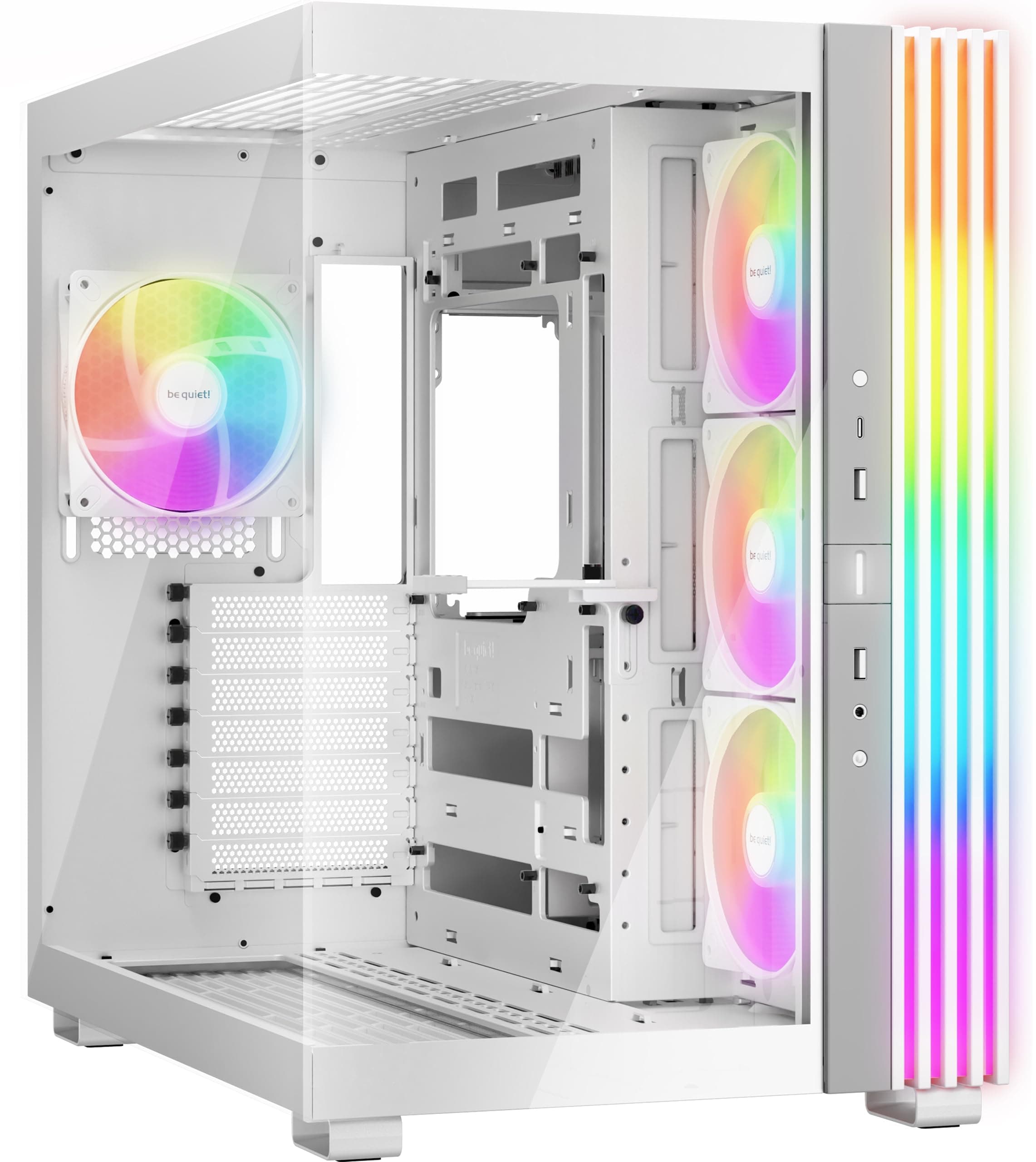 be quiet! Light Base 600 LX White PC-Gehäuse, atemberaubender Panorama-Blick, Show Case, Dual Chamber Design, massiver ARGB LED-Streifen, 4 Light Wings LX PWM Lüfter, invertiert und horizontal nutzbar Bild 2