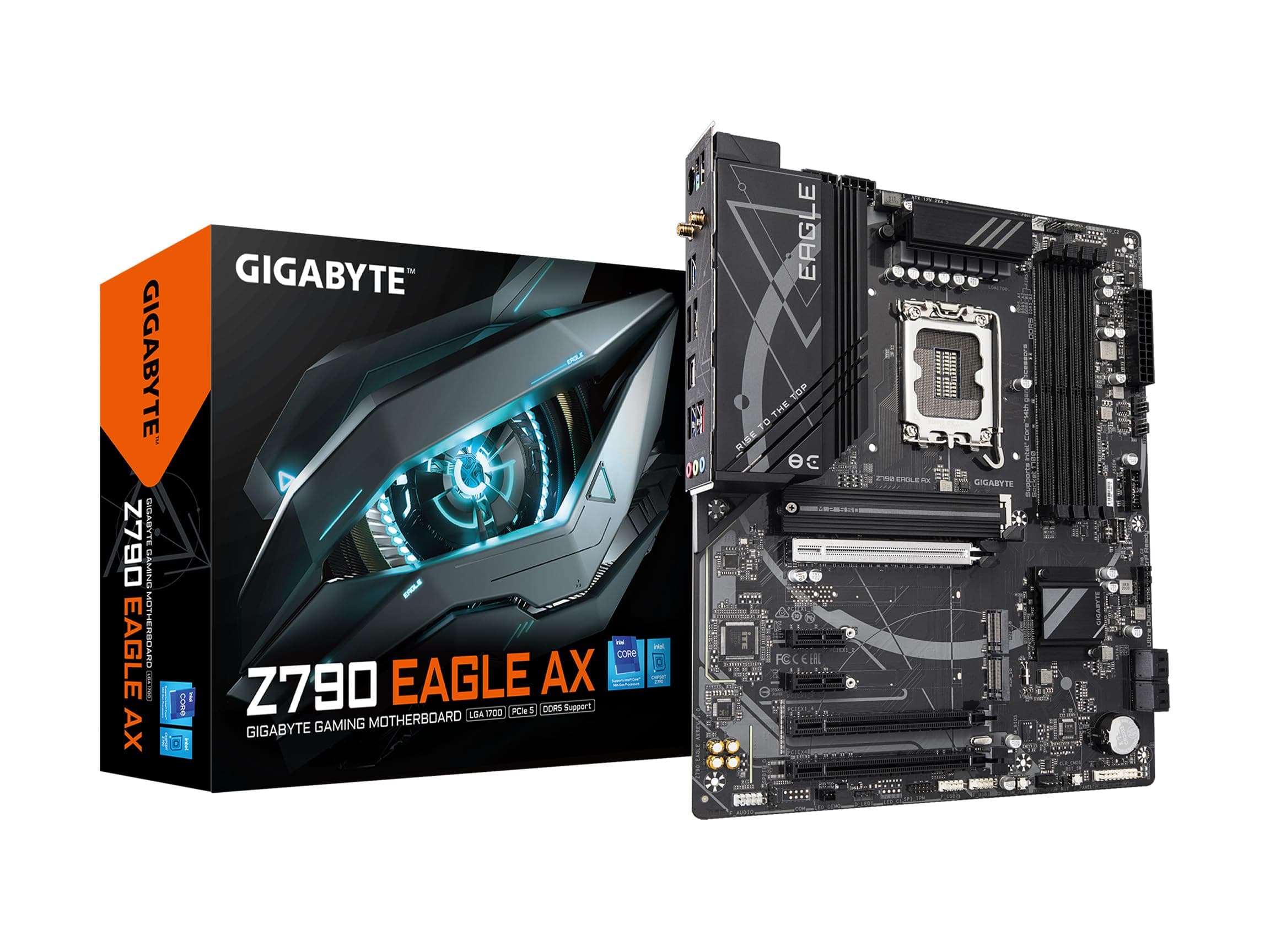 GIGABYTE Z790 Eagle AX LGA 1700 Intel Z790 ATX Motherboard mit DDR5, M.2, PCIe 5.0, USB 3.2 Gen2X2 Type-C, Intel Wi-Fi 6E, 2.5GbE LAN, Q-Flash Plus, EZ-Latch