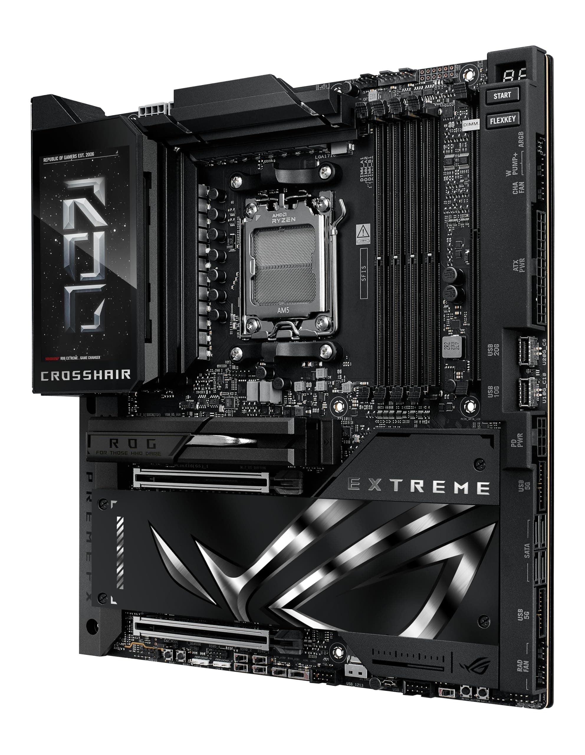 ASUS ROG Crosshair X870E Extreme AMD X870E AM5 E-ATX Gaming Motherboard - 20+2+2 Leistungsstufen, DDR5, PCIe 5.0, 5X M.2, 5G & 10G LAN, Wi-Fi 7, USB4 Type-C, 5 Zoll LCD, AI Overclocking & Networking Bild 5
