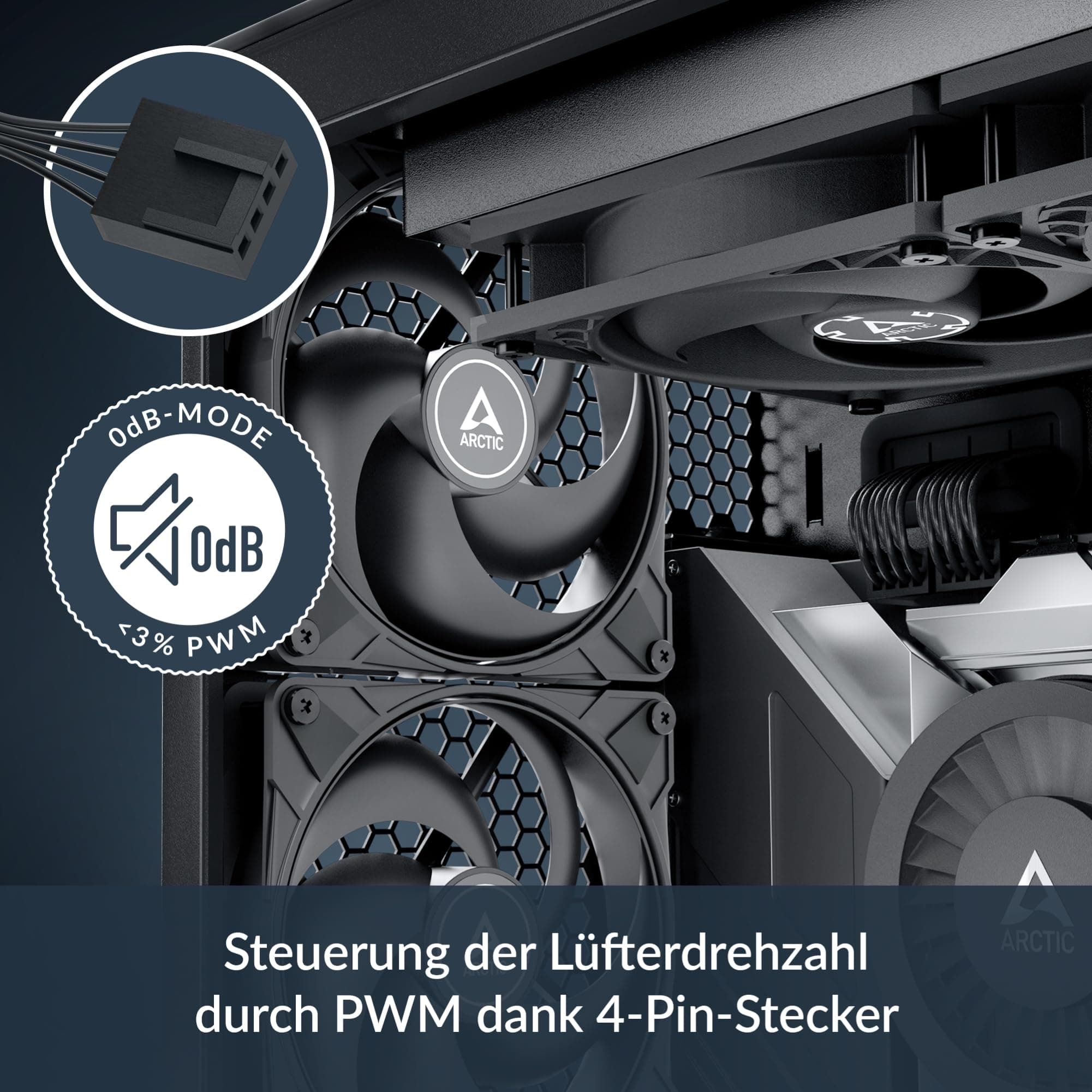 ARCTIC P14 Max (5 Stück) - PC Lüfter, High-Performance 140 mm Gehäuselüfter, PWM-gesteuerte 400–2800 rpm, Optimiert für statischen Druck, 0dB-Mode - Schwarz Bild 5