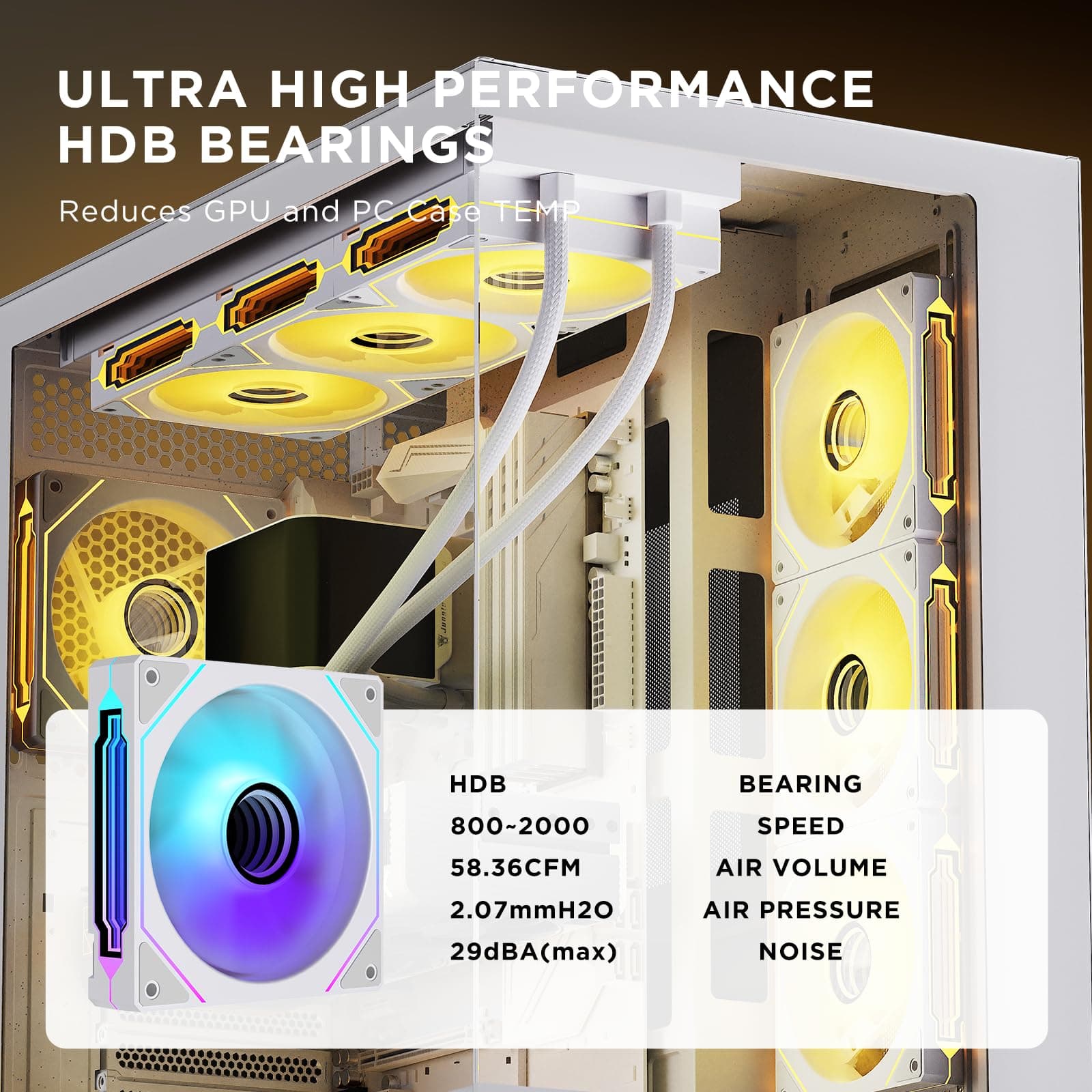 TZMRIT Prism 4 Pro RGB Lüfter 120mm Schwarz,5V 3PIN Motherboard Synchronisierbarer 4PIN Spiegel PWM ARGB PC Gehäuse Lüfter (White, Reverse-3PCS) White Reverse-3PCS Bild 6