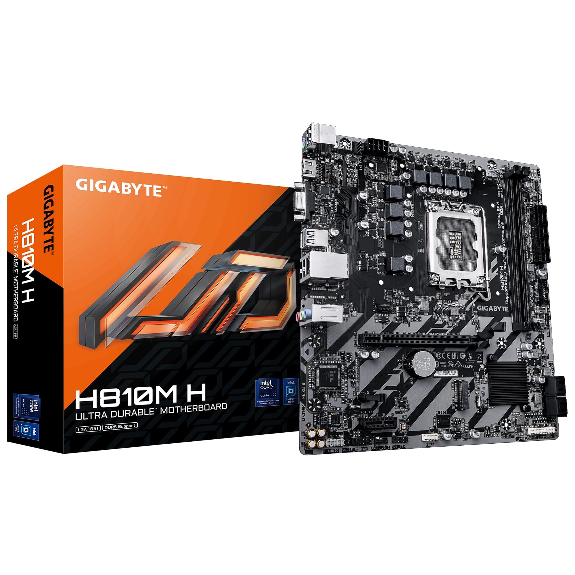 GIGABYTE H810M H Mainboard – Intel Core Ultra (Serie 2) CPUs, 4+1+2 Phasen VRM, bis zu 6400 MHz DDR5, 1xPCIe 4.0 M.2, 1GbE LAN, USB 3.2 Gen 1 Bild 2