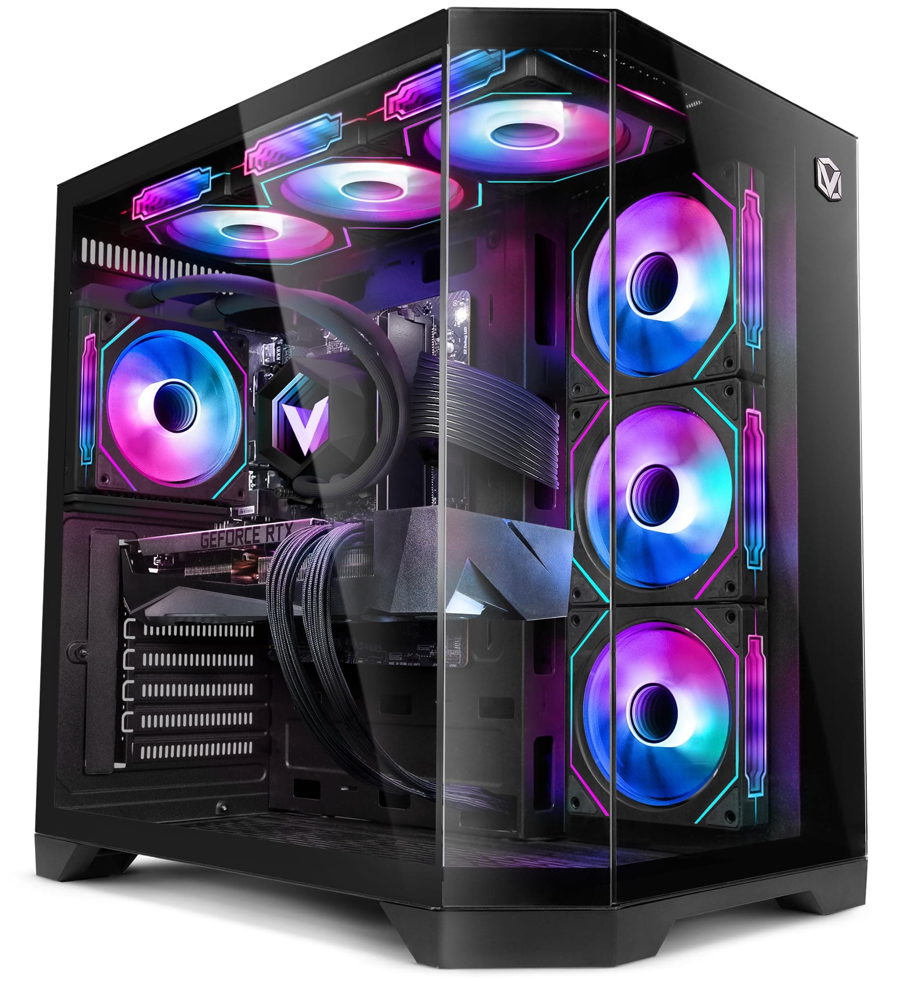 Vibox IX-568 Gaming PC • AMD Ryzen 7 7800X3D 8-Kern • Nvidia RTX 5070 12GB • 32GB RAM • 1TB SSD • Windows 11 • WLAN 6 + Bluetooth 5.4 RTX 5070 VTX-7 Schwarz Schwarz