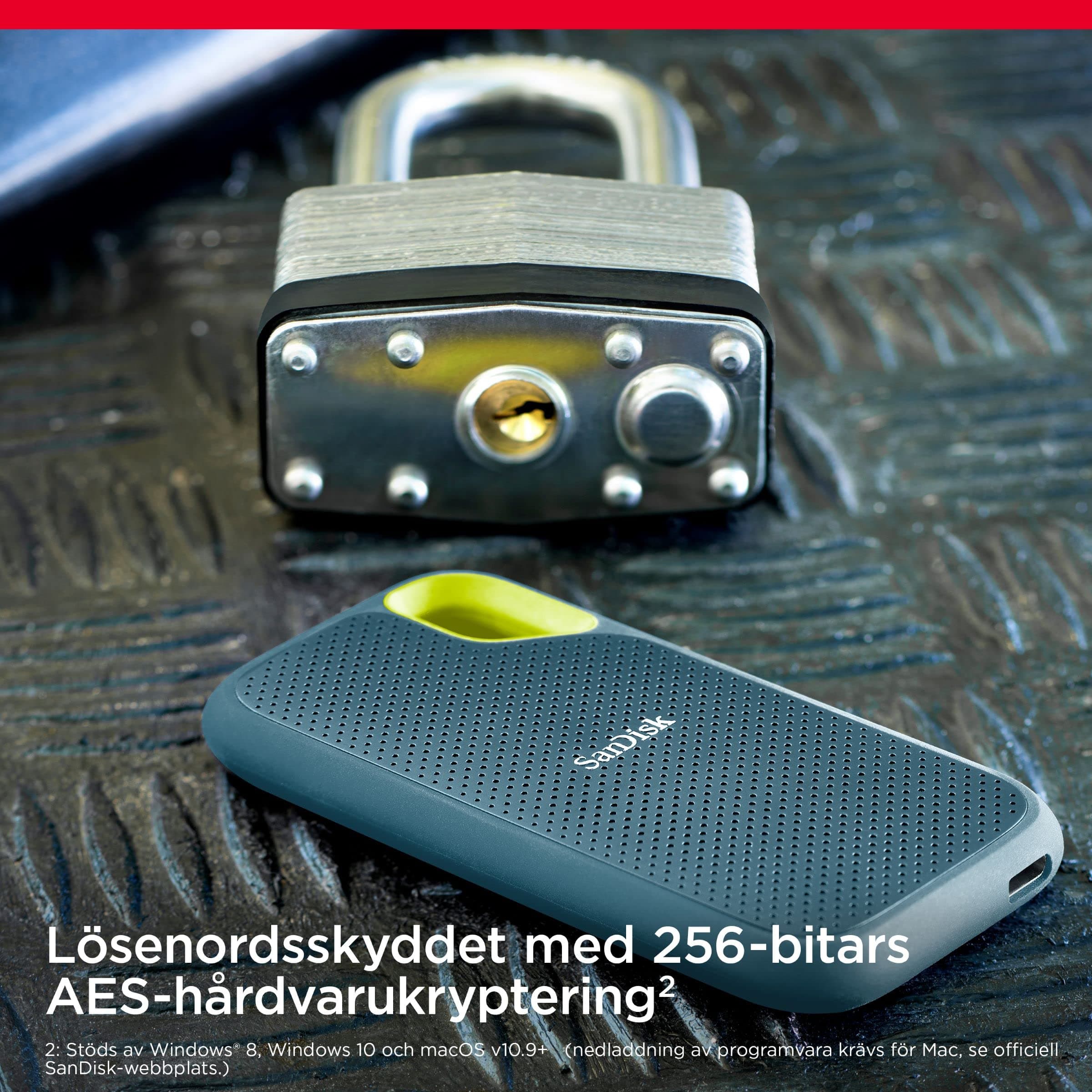 SANDISK Extreme Portable SSD 1TB (up to 1050 MB/s read, 1,000MB/s write, USB-C, NVMe Solid State Performance, IP65 rated for dust and water resistance, Updated Firmware) Monterey 1050MB/s 1 TB Bild 4