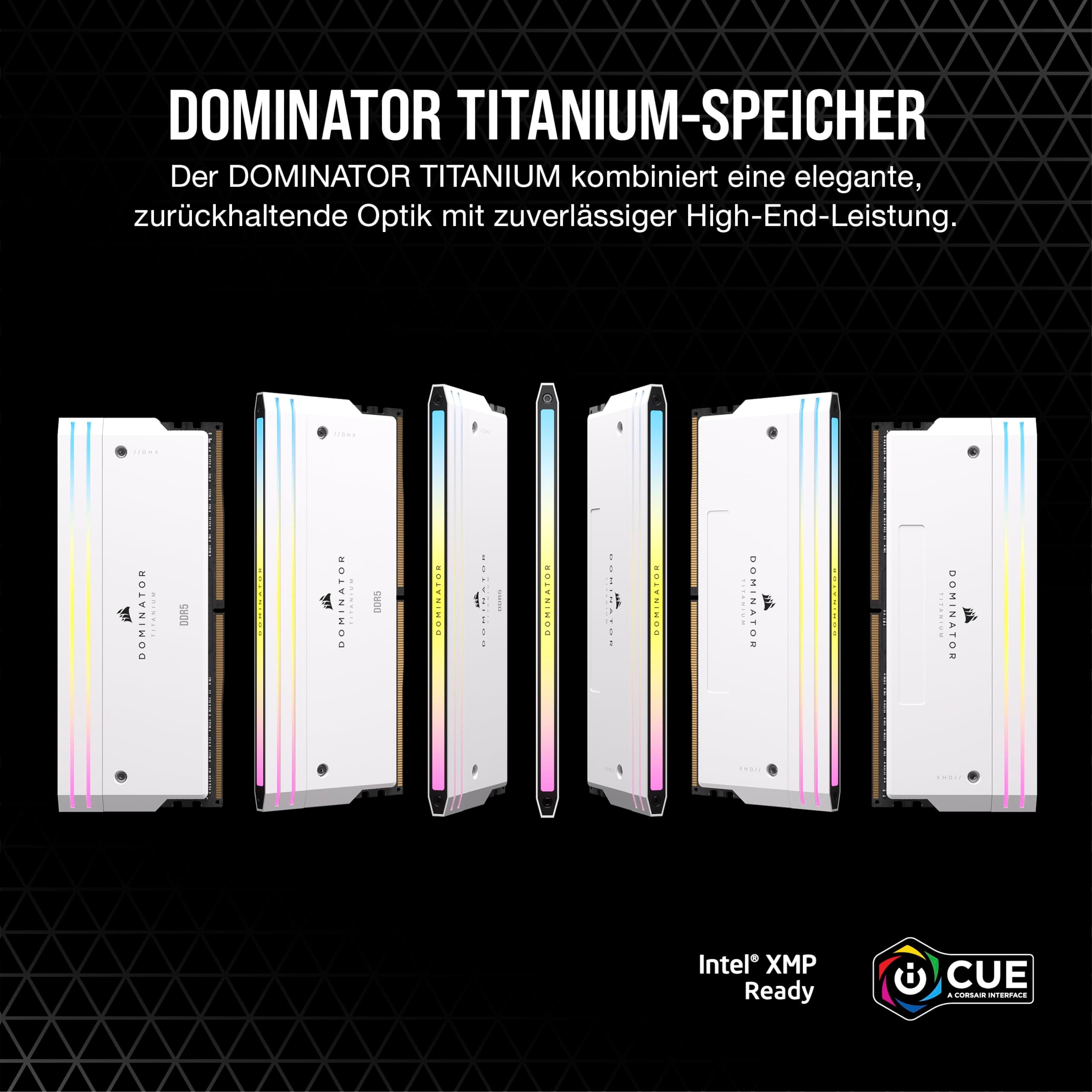 CORSAIR Dominator Titanium RGB DDR5 RAM 64GB (2x32GB) Bis zu 6400MHz CL32 Intel XMP 3.0 Desktop-Arbeitsspeicher – Weiß (CMP64GX5M2B6400C32W) 64GB (2x32GB) Weiß Bild 3