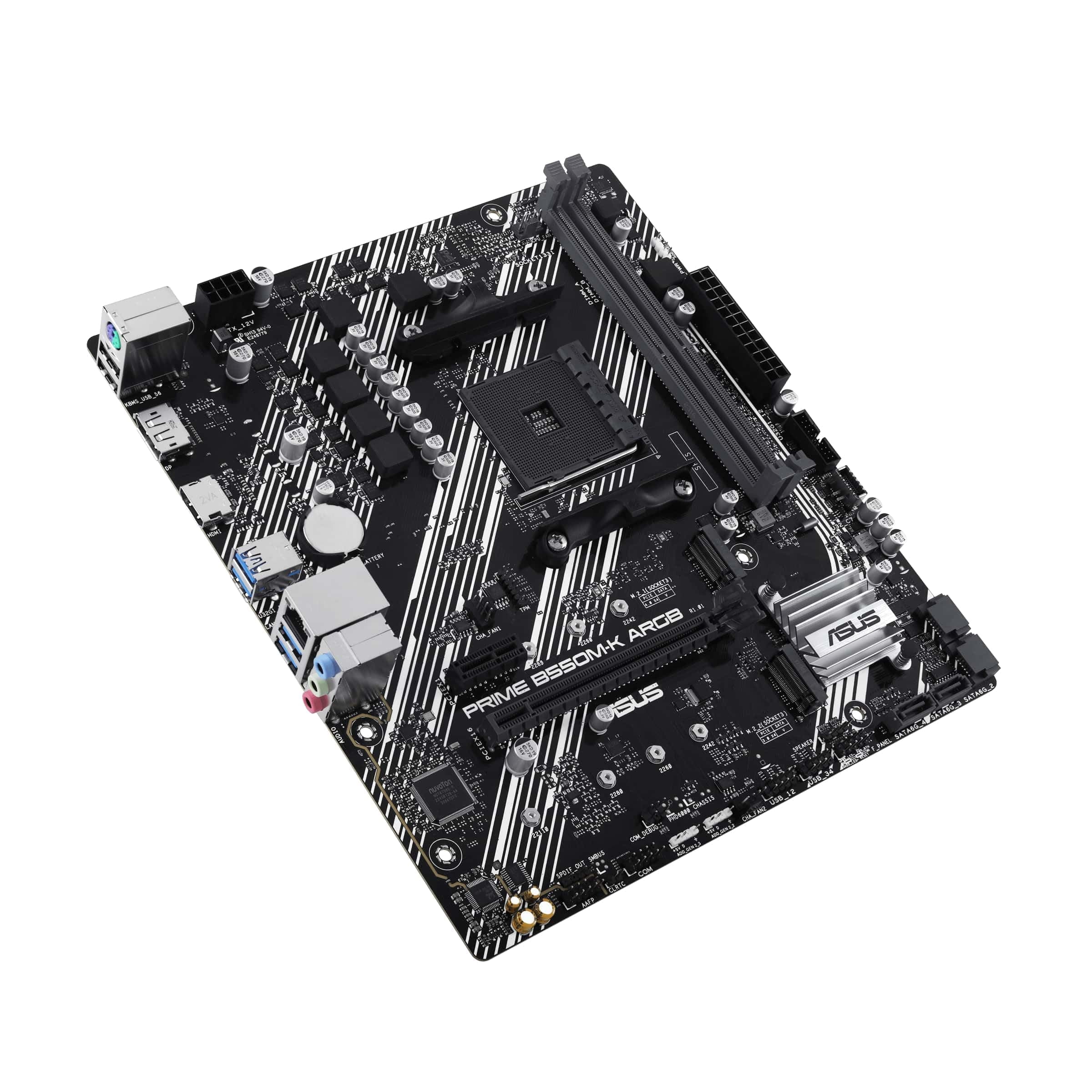 ASUS Prime B550M-K ARGB Gaming Mainboard Sockel AMD AM4 (mATX, PCIe 4.0, 2X M.2, DisplayPort, HDMI, SATA 6Gbit/s, Aura Sync) Bild 8