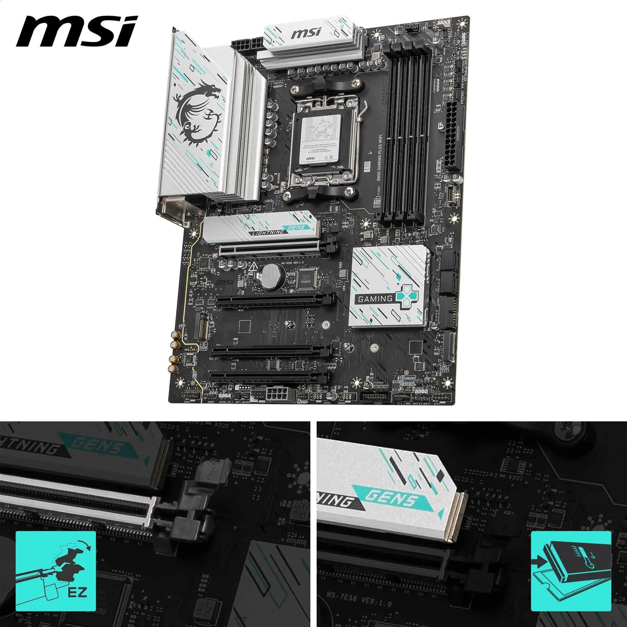 MSI B850 Gaming Plus WiFi Mainboard, ATX - Unterstützt AMD Ryzen 9000/8000 / 7000 Prozessoren, AM5 - DDR5 Memory Boost 8200+ MT/s (OC), PCIe 5.0 x16 & 4.0 x16, M.2 Gen5, Wi-Fi 7, 5G LAN Bild 5