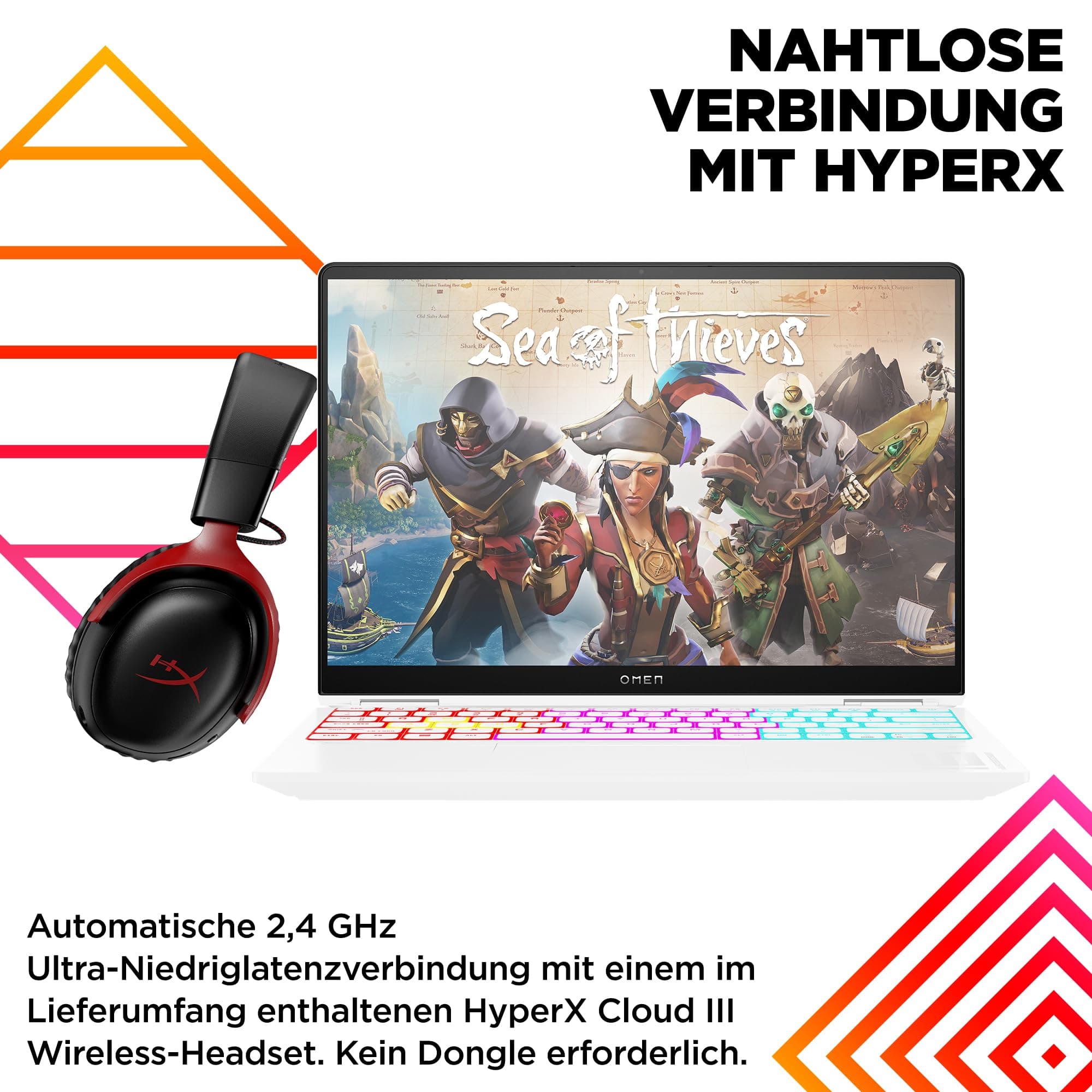 HP Omen Transcend Gaming Laptop, 14 Zoll 2,8K OLED 120Hz, Intel Core Ultra 7 155H, 16 GB DDR5 RAM, 1 TB SSD, NVIDIA GeForce RTX 4060 (8GB), QWERTZ, Windows 11, Weiß inkl. HyperX Cloud III Wireless NVIDIA GeForce RTX 4060 inkl. HyperX Cloud III Wireless + Xbox Game Pass Probemonat Bild 3