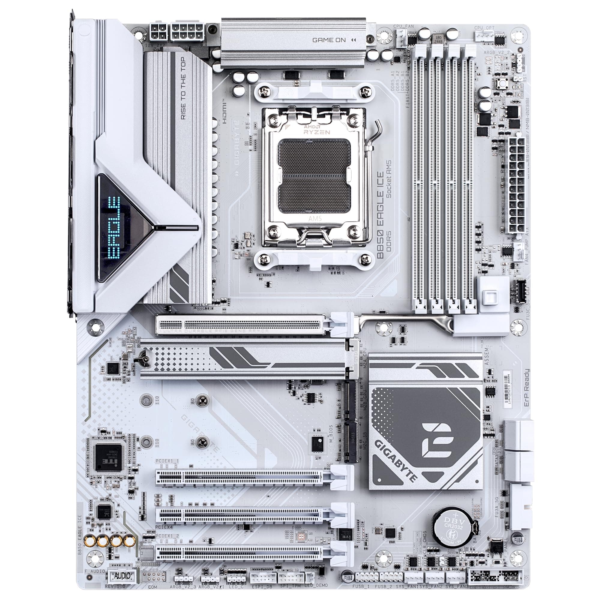 GIGABYTE B850 Eagle Ice Mainboard – AMD Ryzen 9000 Serien-Prozessoren, 8+2+2 Phasen Digital-VRM, bis zu 8200 MHz DDR5 (O.C), 1 x PCIe 5.0 M.2 + 2 x PCIe 4.0 M.2, 2.5 GbE LAN, USB 3.2 Gen 2 Bild 3