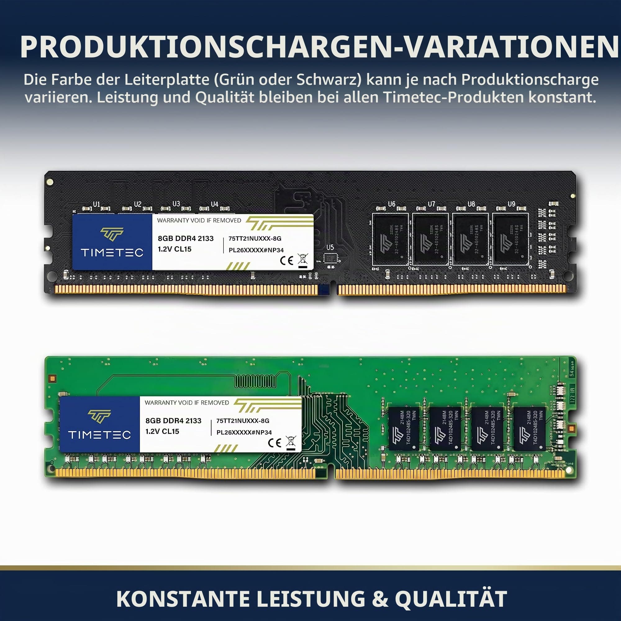 Timetec 16GB KIT (2x8GB) DDR4 2133MHz (PC4-2133P) PC4-17000 UDIMM Desktop-RAM – Non-ECC Unbuffered, 288-Pin, 1.2V, CL15 DIMM-Speichermodul Single Rank 16GB Kit (2x8GB) Bild 3