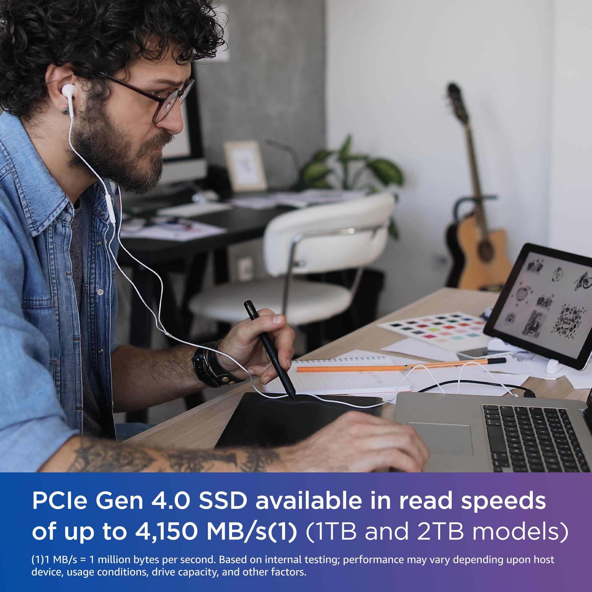 WD Blue SN580 NVMe SSD 2 TB (PCIe Gen4 x4, bis zu 4.150 MB/s Lesen, M.2 2280, nCache 4.0-Technologie) Blau Bild 3