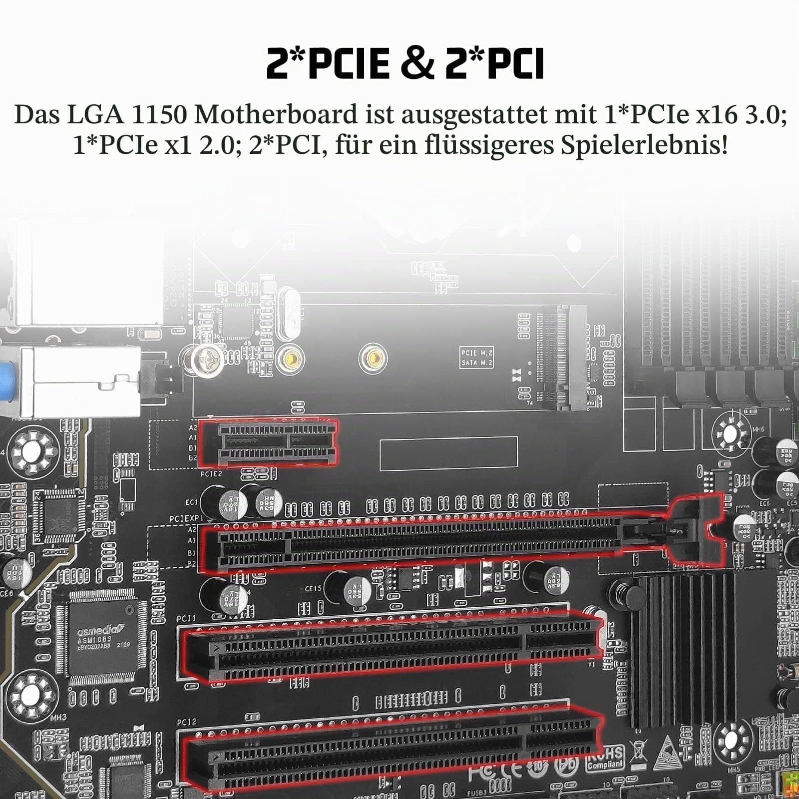 SHANGZHAOYUAN B85M PRO Mainboard Kompatibel mit Intel LGA 1150 Core i7/i5/i3/Pentium/Celeron/E3 (4*DDR3 Max 32GB, VGA/DVI/HDMI-kompatibel, PCIe 3.0 x16, SATA 3.0, Gigabit LAN) M-ATX Gaming Motherboard Bild 5