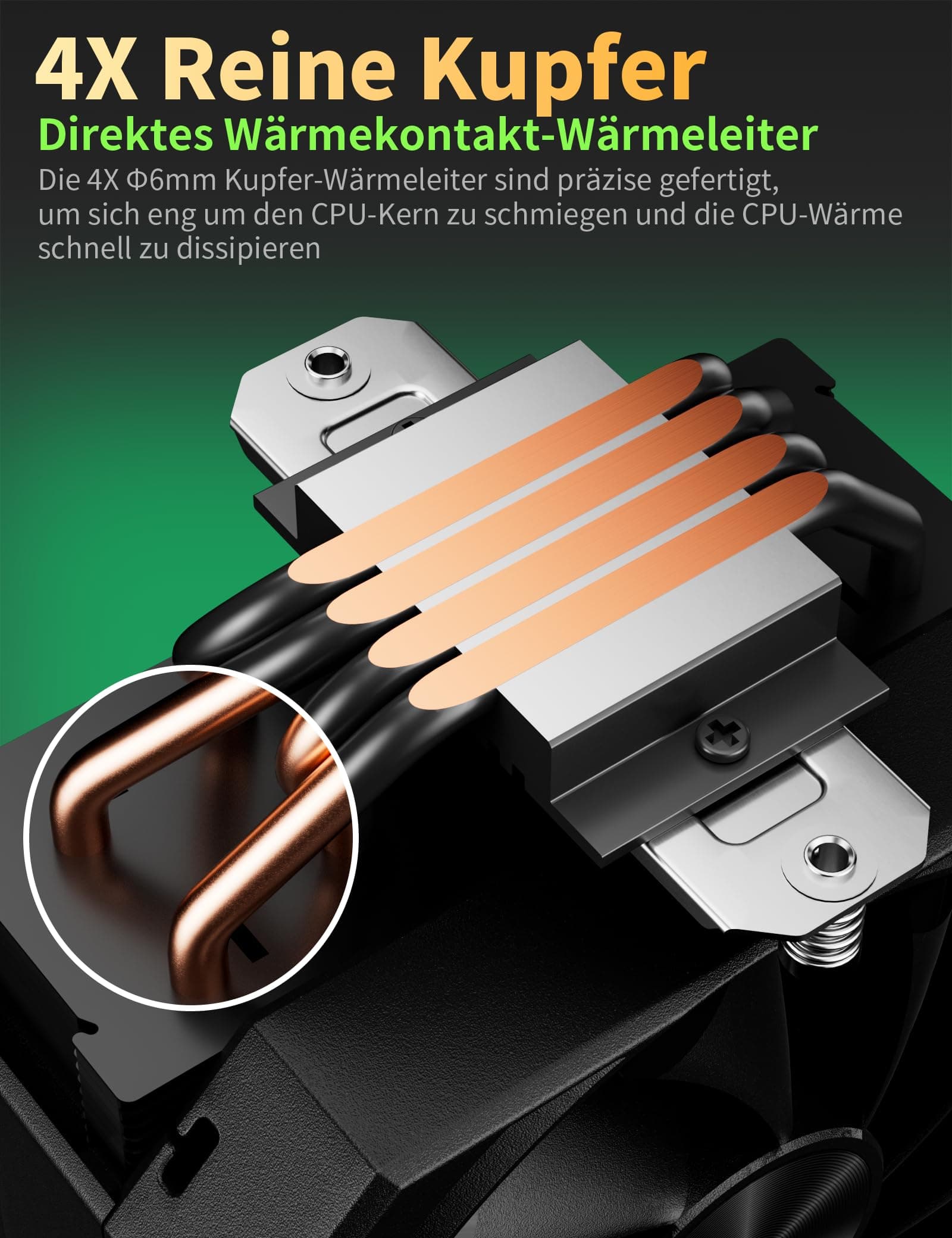 upHere gaming CPU Cooler,Single Tower 4 Heat Pipes CPU Kühler,120MM PWM Lüfter,Ohne Entfernen des Lüfters zu Installieren den CPU Kühler,für AMD AM4 AM5/Intel 2011/2066 (X79/X99),PC Kühler,up1K4. up1K4-4XΦ6mm up1K4-Schwarz Bild 3