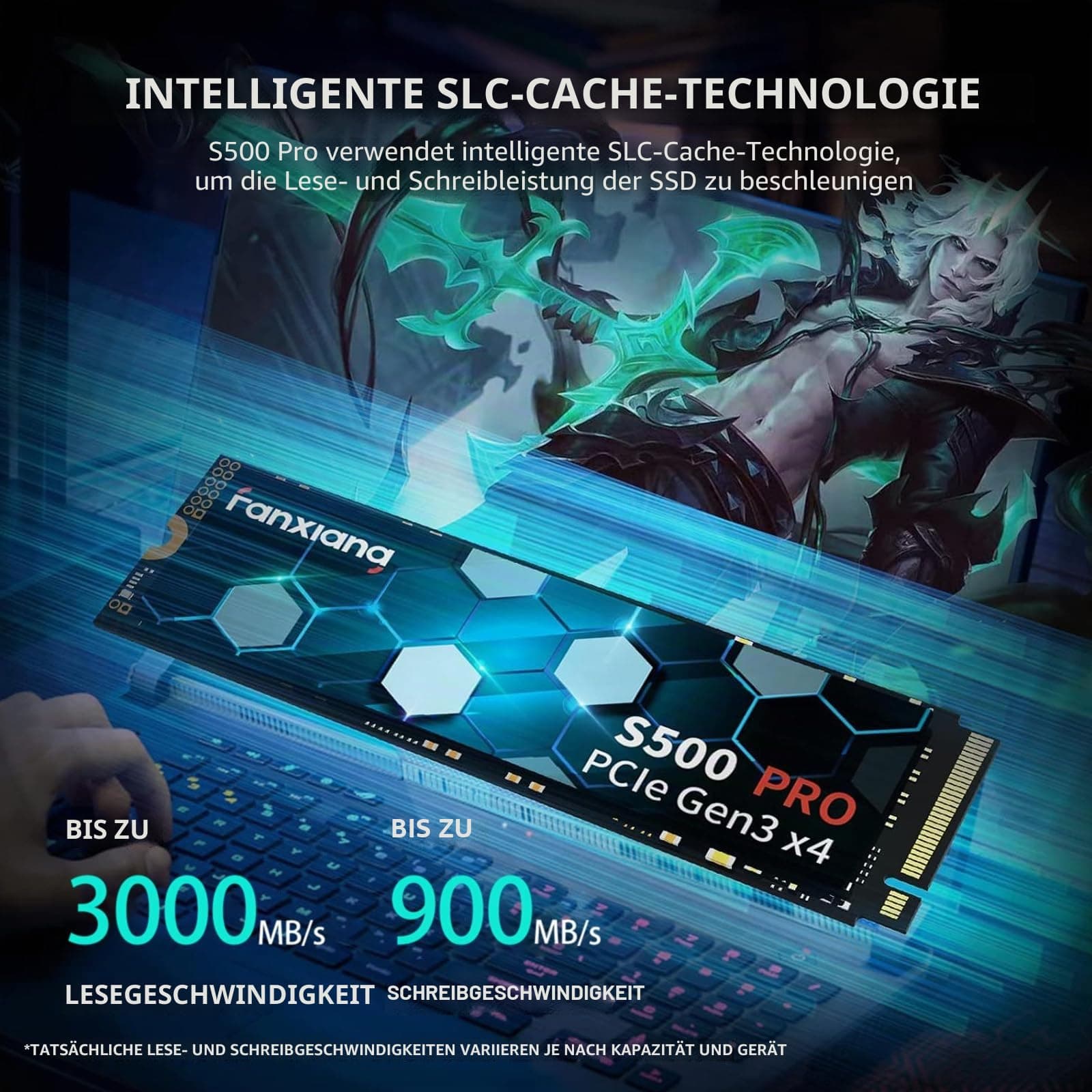 fanxiang M.2 SSD 256GB Interne NVMe SSD Festplatte PCIe 3.0, 3000MB/s Lesen, SSD M.2 2280 mit SLC Cache, Kompatibel mit Laptop, Notebook und Desktop (S500Pro) Bild 3