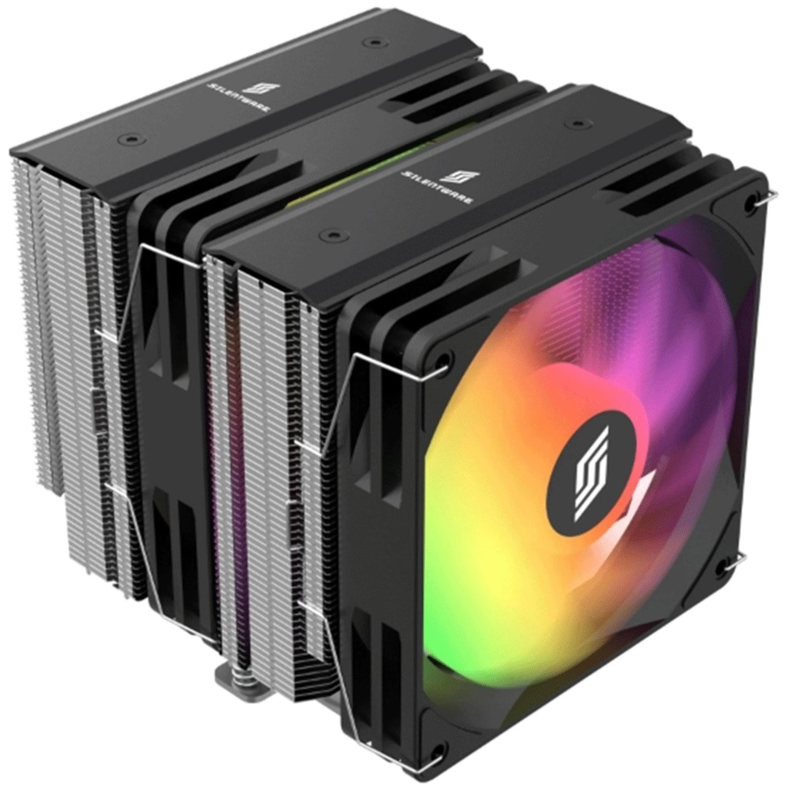 Titan RGB CPU-Luftkühler, Dual-Tower, 6 Kupfer-Heatpipes, 2x 120mm PWM Lüfter mit Hydro-Lager, A-RGB Beleuchtung, TDP bis 265W, Kompatibel mit Intel LGA 115X/1200/1700/1851 und AMD AM4/AM5