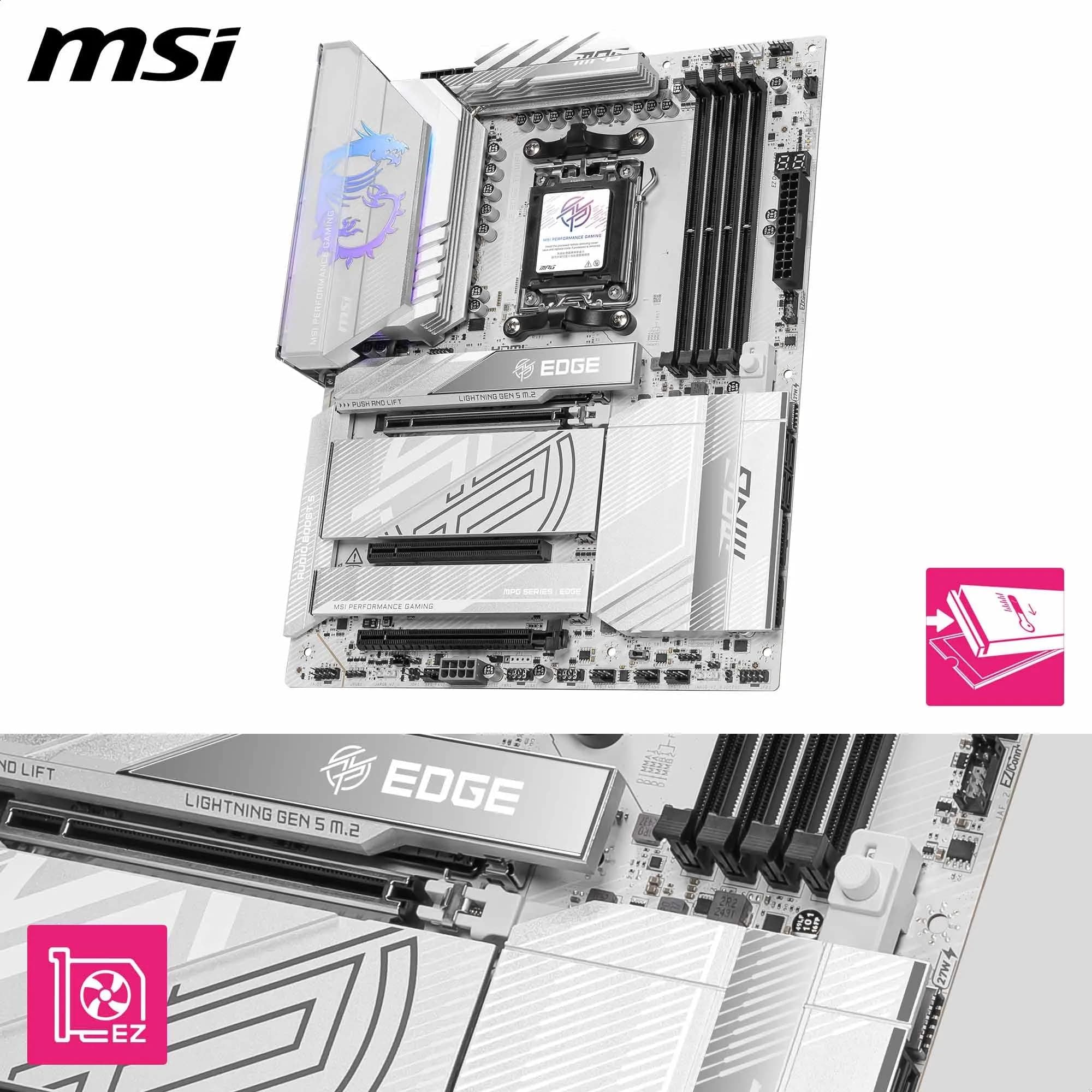 MSI MPG X870E Edge TI WiFi Mainboard, ATX - Unterstützt AMD Ryzen 9000/8000 / 7000 Prozessoren, AM5-80A SPS VRM, DDR5 Memory Boost 8400+MT/s (OC), PCIe 5.0 x16, M.2 Gen5, Wi-Fi 7, 5G LAN Bild 5