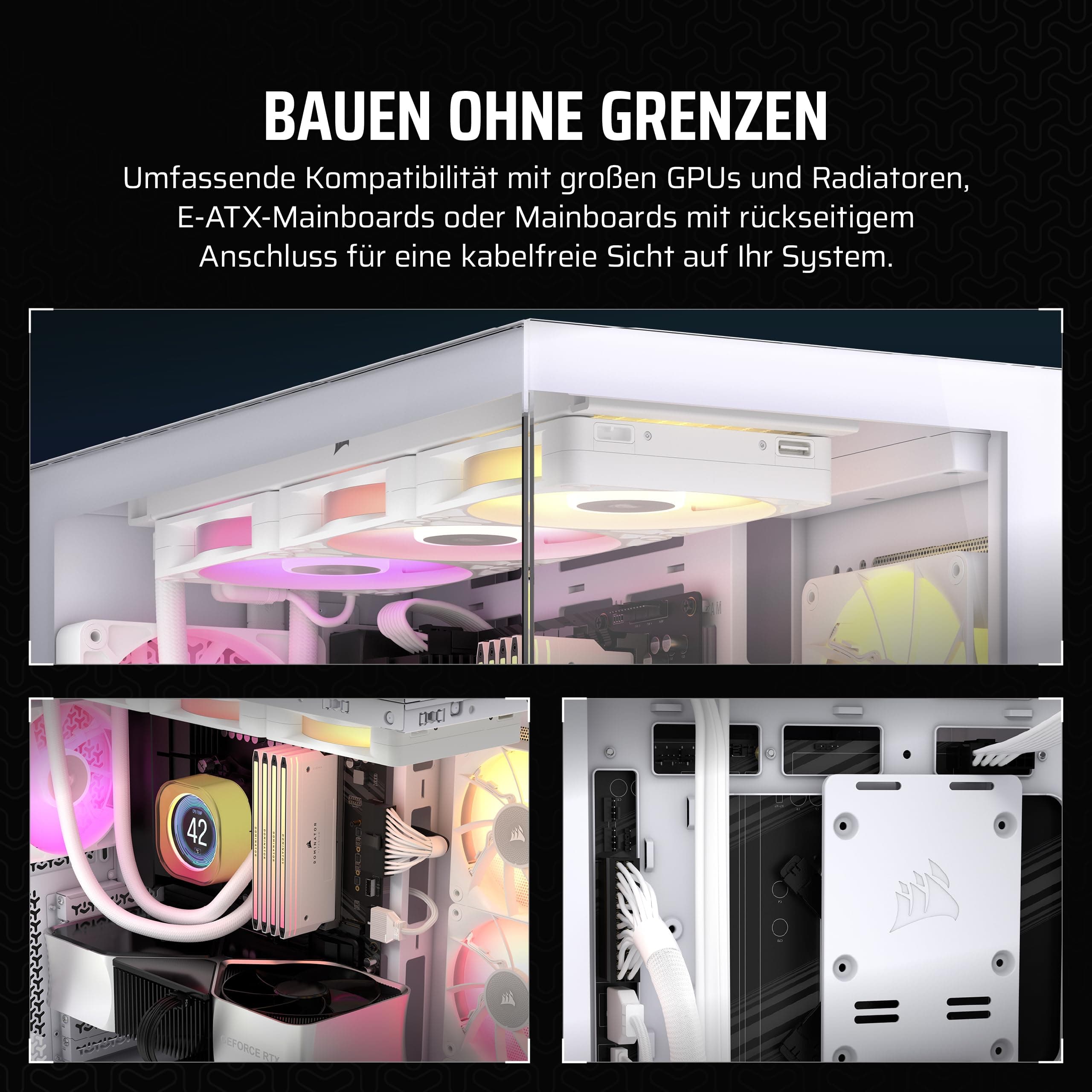 CORSAIR 3500X Mid-Tower ATX PC-Gehäuse - Gehärtetes Panorama-Glas - Umgekehrte Verbindung Motherboard-Kompatibel - Keine Lüfter Enthalten - Weiß Niet-RGB Weiß Bild 8