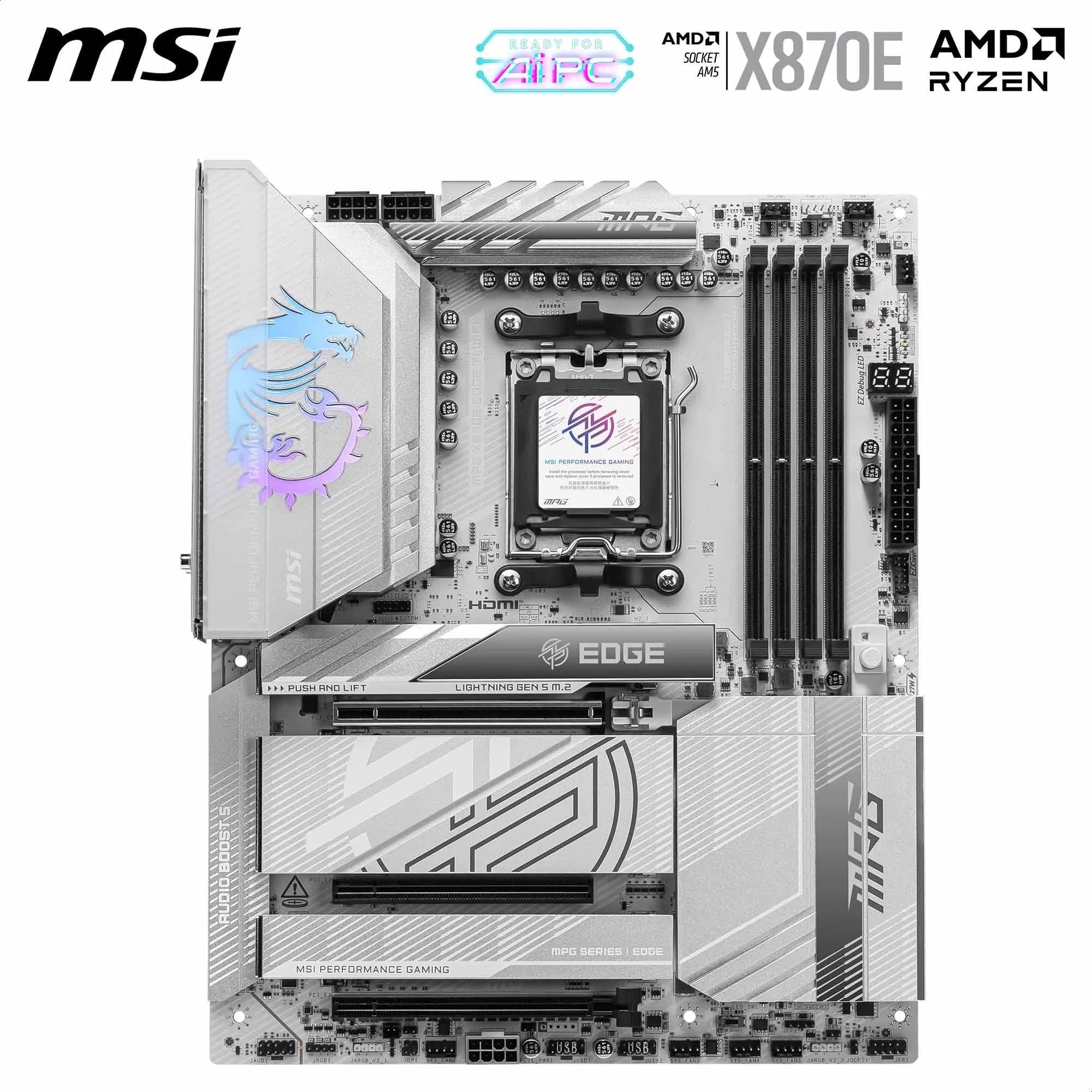 MSI MPG X870E Edge TI WiFi Mainboard, ATX - Unterstützt AMD Ryzen 9000/8000 / 7000 Prozessoren, AM5-80A SPS VRM, DDR5 Memory Boost 8400+MT/s (OC), PCIe 5.0 x16, M.2 Gen5, Wi-Fi 7, 5G LAN Bild 3