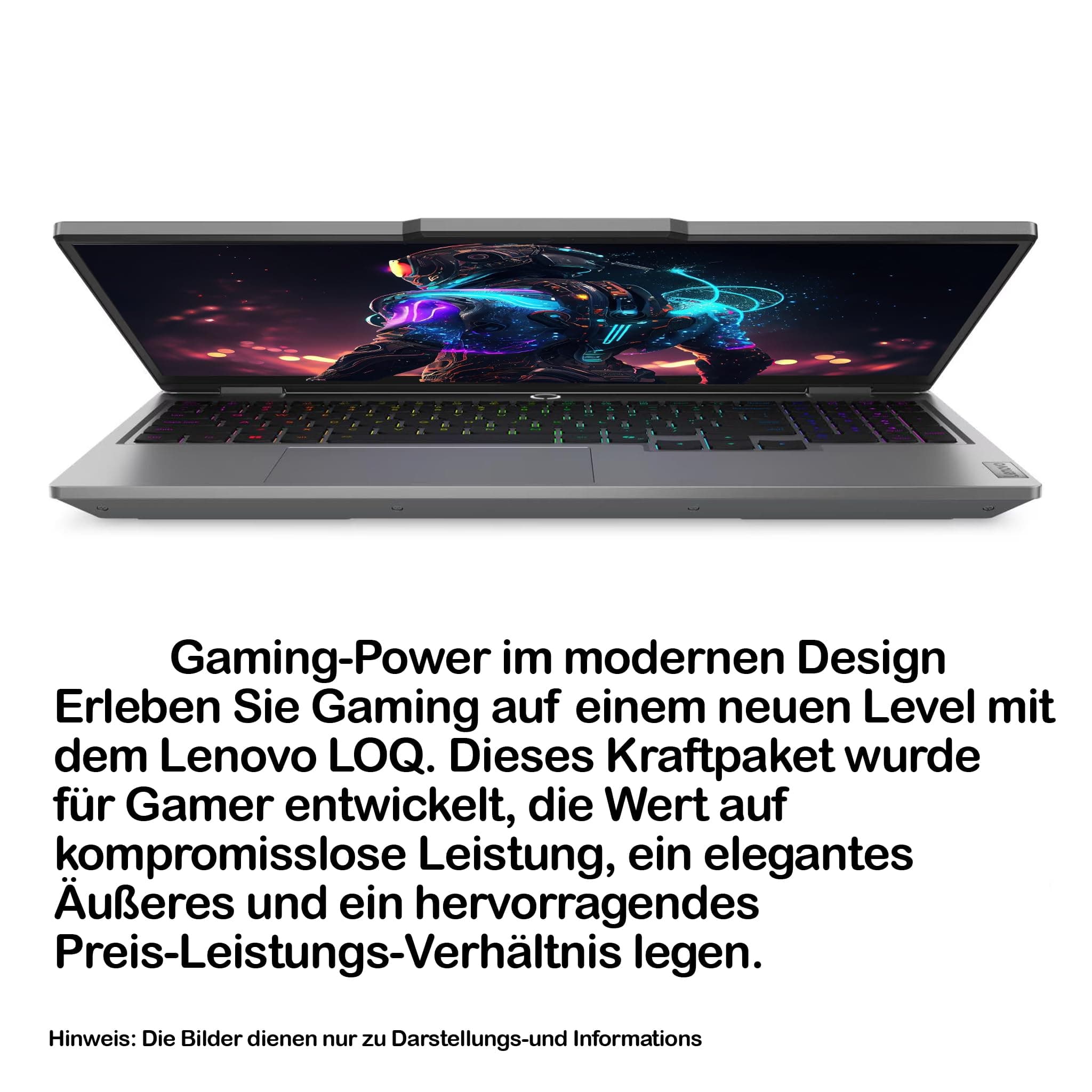 Lenovo LOQ 15IRX10 Gaming Laptop, Intel Core i5-13450HX, 64 GB DDR5 RAM, 2 TB PCIe SSD, 15.6" FHD (1920x1080) Display, NVIDIA GeForce RTX 5060, Deutsches Tastatur-Layout, W11 Pro, Luna Grau 64 GB RAM | 2 TB SSD Windows 11 Pro Bild 8