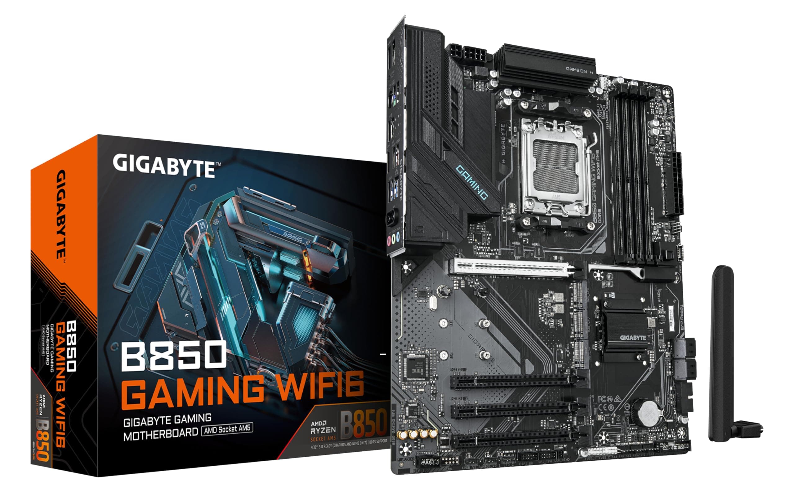GIGABYTE B850 Gaming WIFI6 Motherboard - AMD Ryzen 9000 Serie CPUs, 6+2+2 Phasen digitales VRM, bis zu 8200MHz DDR5 (OC), 1xPCIe 5.0 + 2xPCIe 4.0 M.2, GbE LAN, WiFi 6, USB 3.2 Gen 2 Bild 2