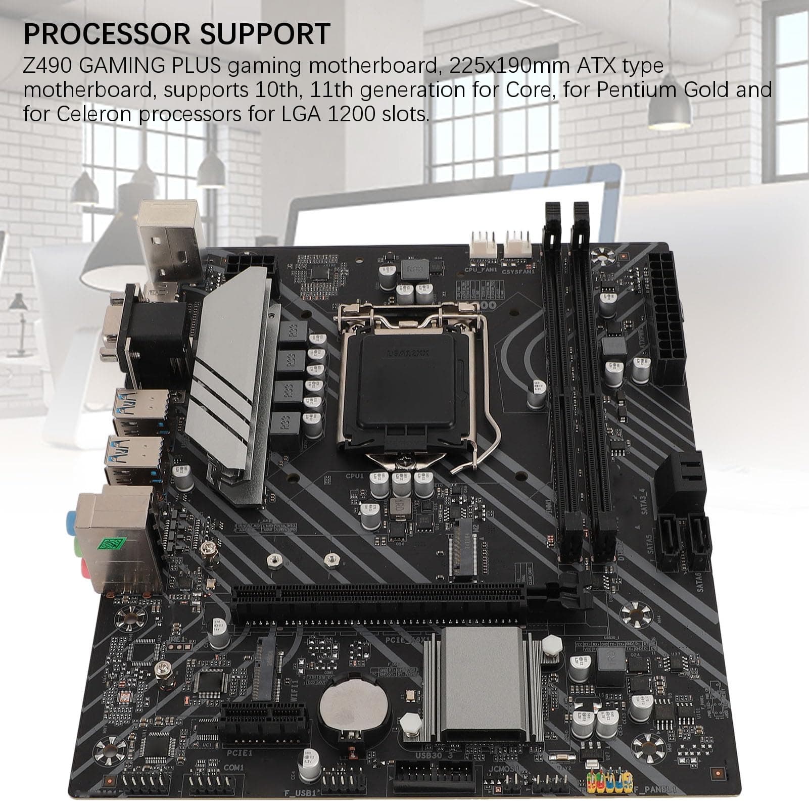 Z490 Gaming-Motherboard, ATX-Motherboard mit Dual-DDR4-Speicher, M.2-Steckplatz, 1000 Mbit/s LAN für LGA1200-Sockel, Unterstützt 10. und 11. Generation Core, Pentium Gold, Bild 5