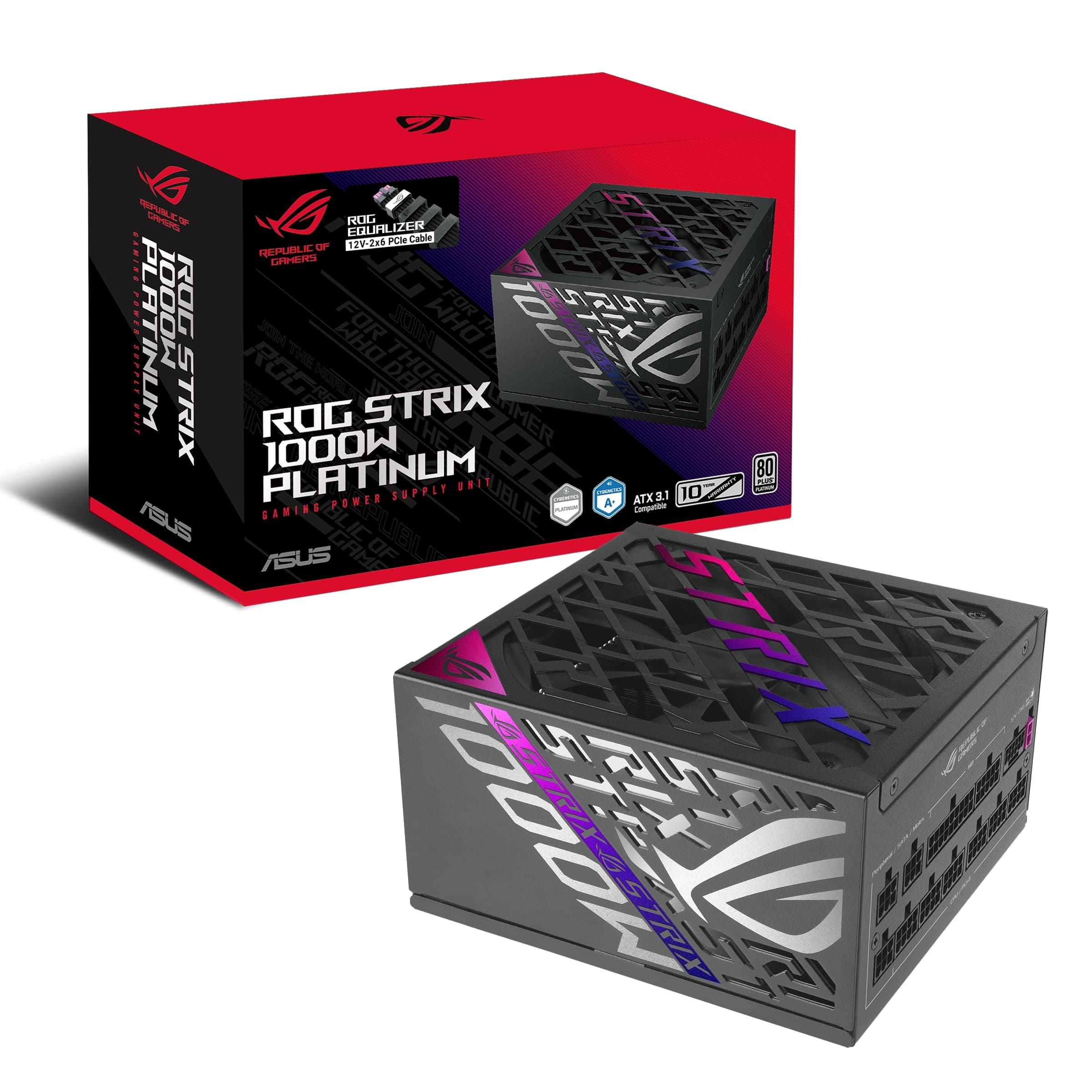 ASUS ROG Strix 1000W Platinum Equalizer ATX Gaming Netzteil (ROG Equalizer 12V-2x6 PCIe Stromkabel, GaN-MOSFET, OLED Display, 80 Plus & Cybenetics Zertifizierung, ATX 3.1, PCIE 5.1, Schwarz) Bild 2