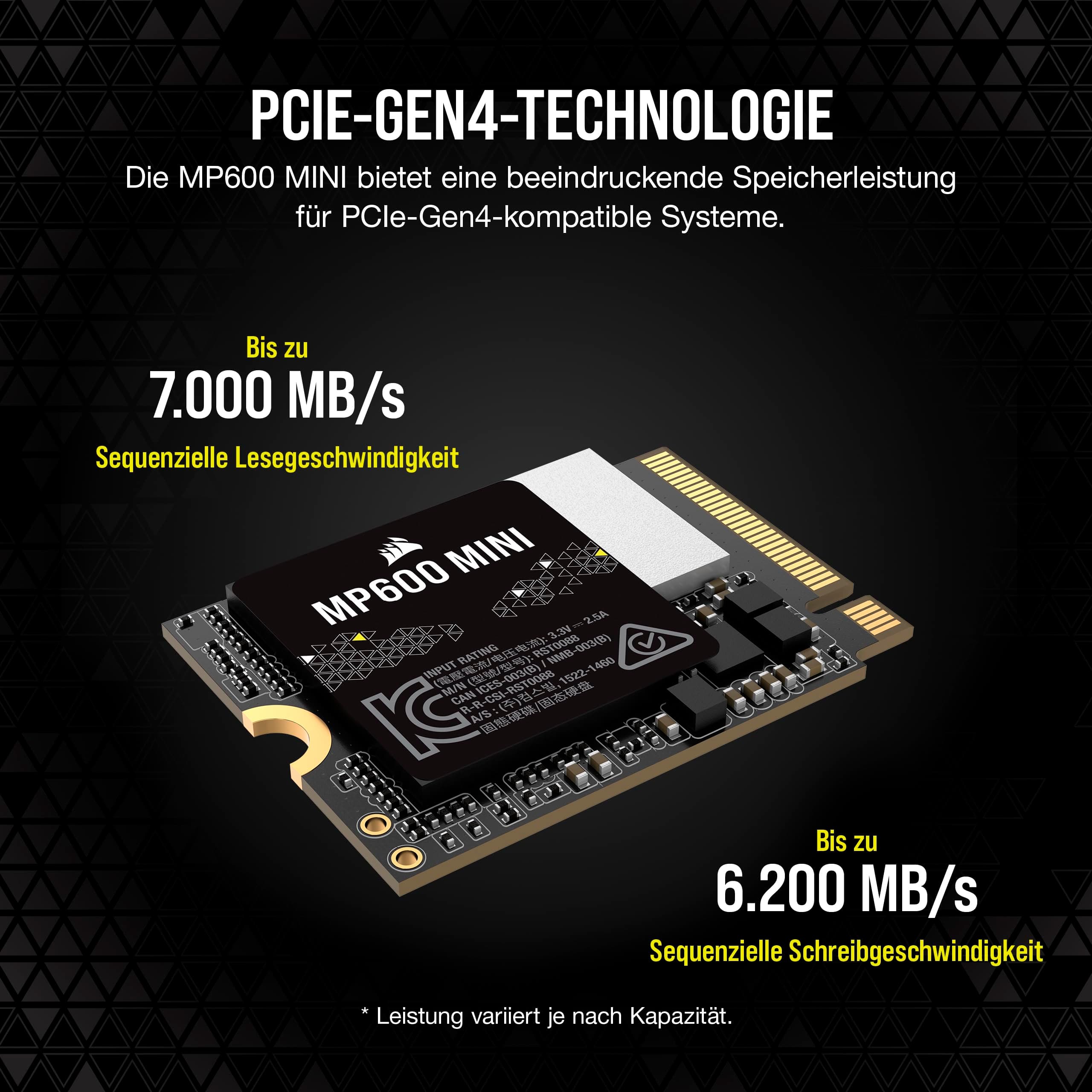 Corsair MP600 MINI 2 TB M.2 NVMe PCIe x4 Gen4 SSD – M.2 2230 – Bis zu 7.000MB/Sek. Sequentielles Lesen – Hohe Dichte 3D TLC NAND – Ideal Für Steam Deck und Microsoft Surface – Schwarz 2TB Bild 5