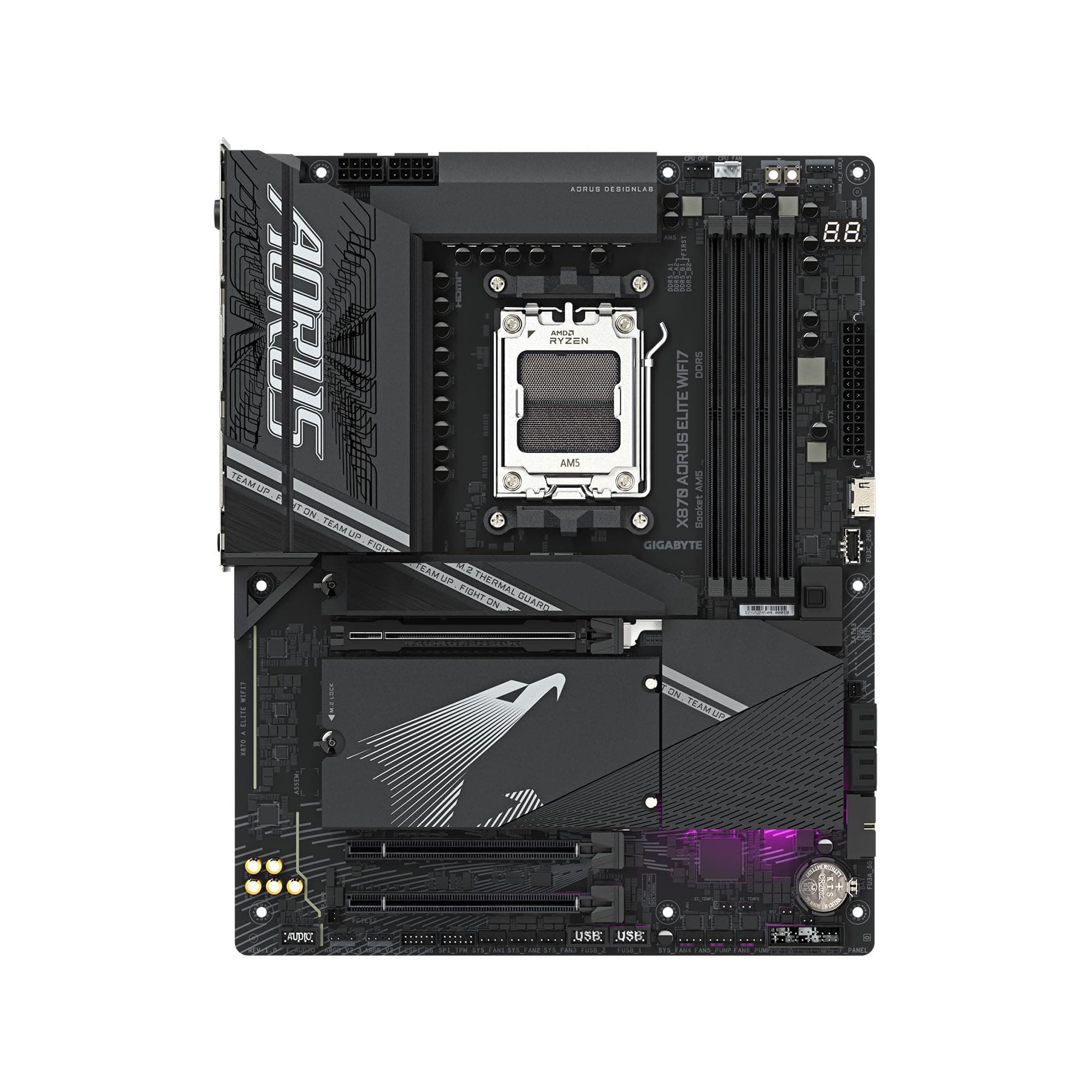 GIGABYTE X870 AORUS Elite WIFI7 Mainboard - Unterstützt AMD Ryzen 9000 CPUs, 16+2+2 Phasen VRM, bis zu 8000MHz DDR5 (OC), 3xPCIe 5.0 + 1xPCIe 4.0, Wi-Fi 7, 2.5GbE LAN, USB 4 Bild 7