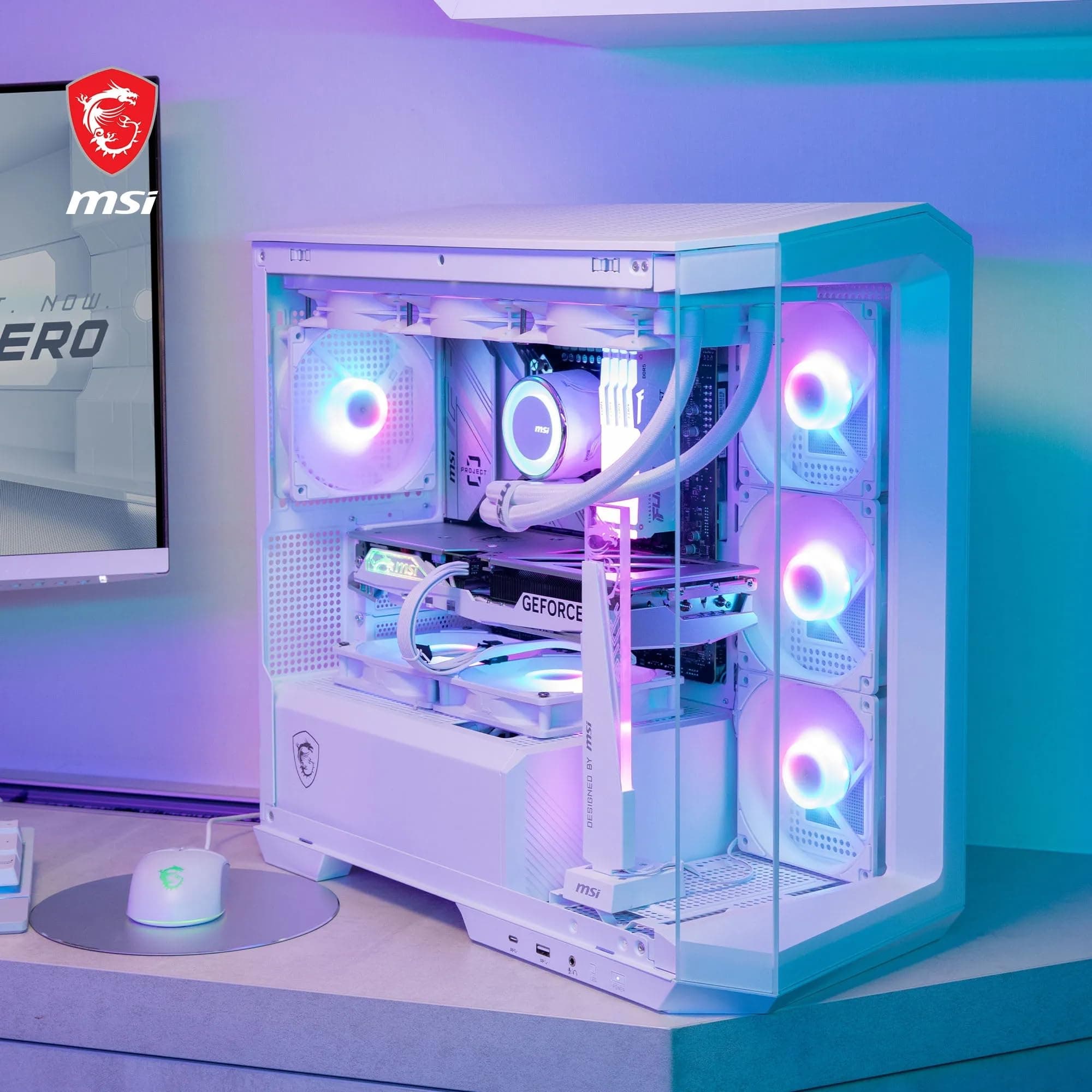 MSI MAG PANO M100L PZ Weiß Micro-ATX PC-Gehäuse - Micro-ATX-Kapazität, GPU-Support-Ständer, Füllstandsanzeige, Staubfilter, 33 mm Kabelführungsraum, USB Typ-C (20Gbps) Bild 3