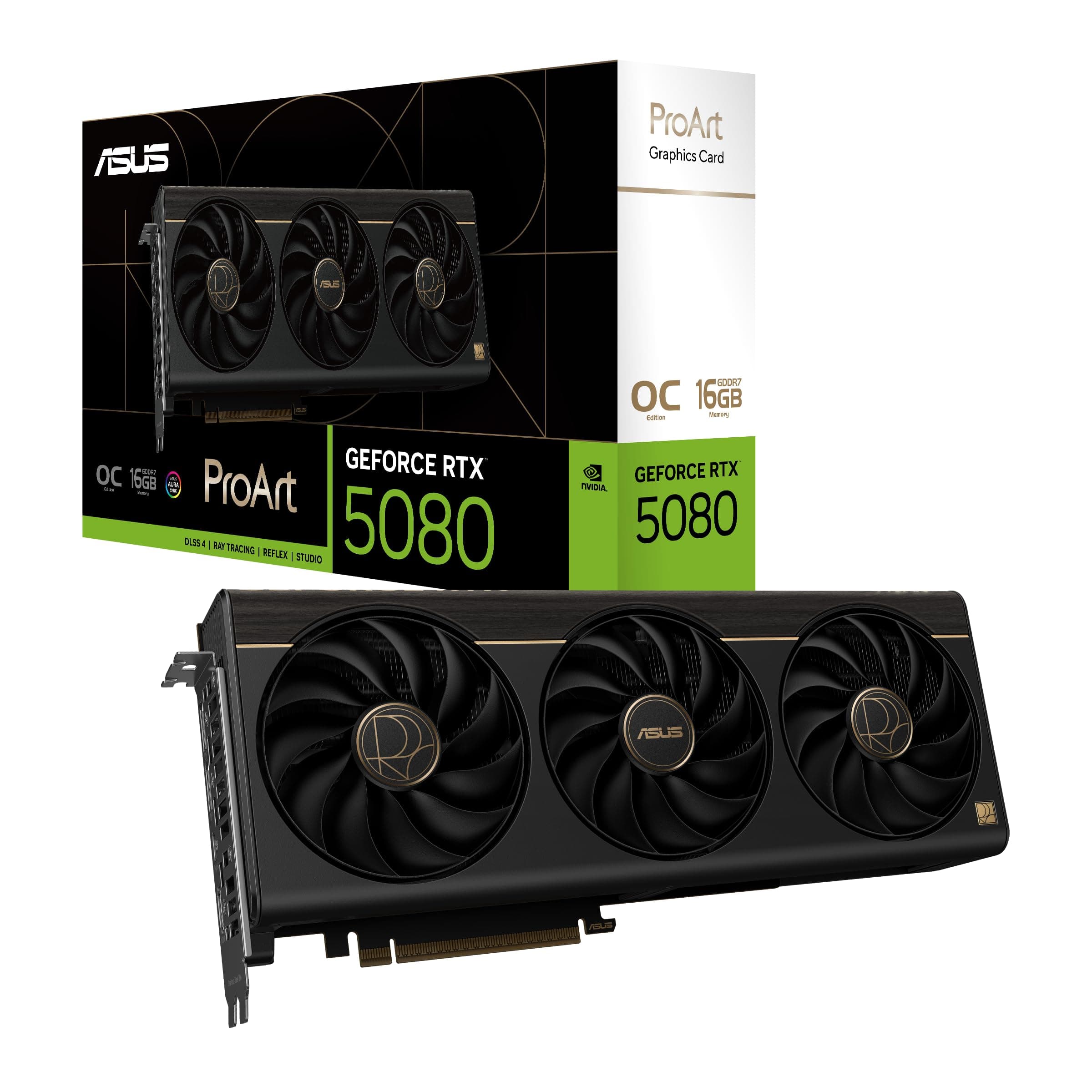 ASUS ProArt GeForce RTX 5080 16GB OC Edition GDDR7 Content Creation Grafikkarte (NVIDIA Blackwell, DLSS 4, Gaming, 2,5-Slot, PCIe 5.0, 1x USB-C, 1x HDMI 2.1b, 2x DisplayPort 2.1b, PROART-RTX5080-O16G) Bild 2