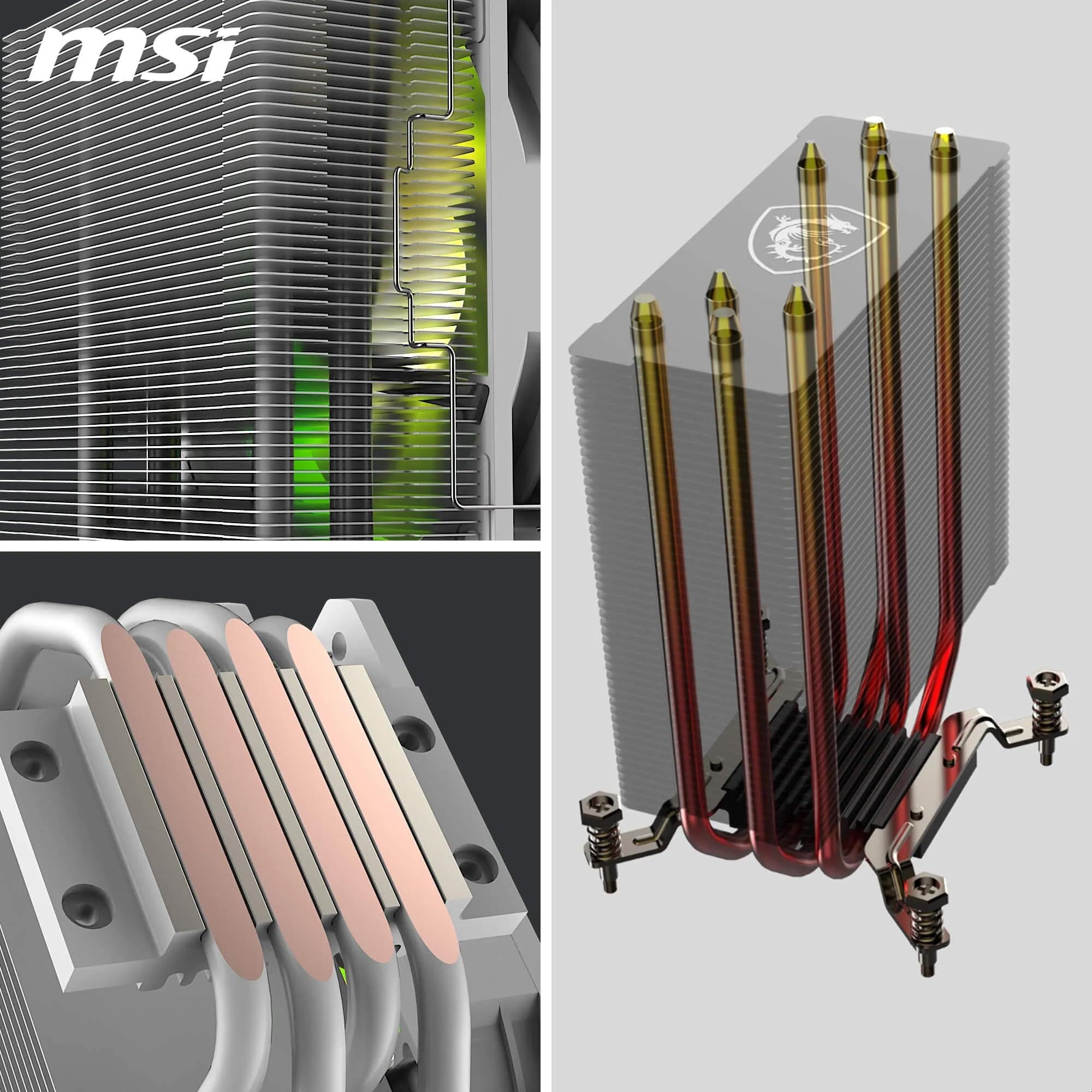 MSI MAG COREFROZR AA13 WHITE CPU-Luftkühler – Direct Touch, vier 6-mm-Kupfer-Heatpipes, ARGB, CycloBlade 7, voraufgetragene Wärmeleitpaste, Lüfter mit Rifle-Lager Bild 7