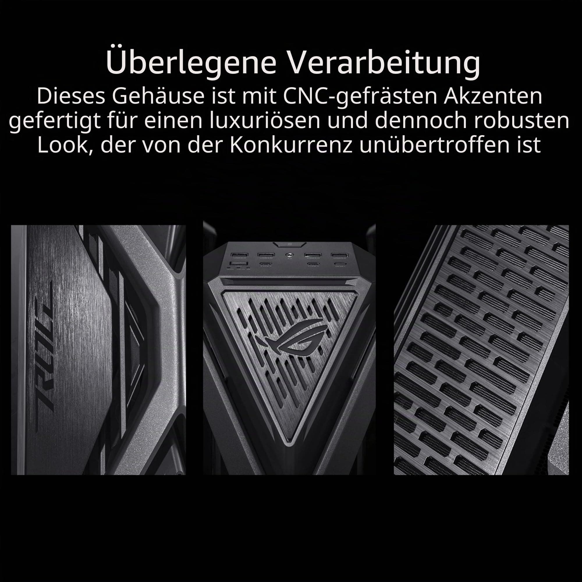 ASUS ROG Hyperion GR701 E-ATX RGB Gaming Gehäuse (420 mm Dual-Radiator-Unterstützung, 4X 140 mm-Lüfter, GPU-Halterung aus Metall, Aura Sync ARGB-Lüfter-Hub, 60W-Schnellladung, 2X USB-Typ-C) Bild 3