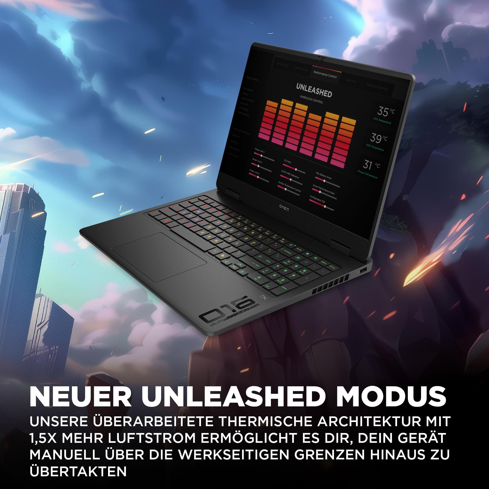 HP Omen Gaming Laptop (16" 2.5K Display, Intel Core Ultra 7, 32GB RAM, 1TB, Win11, QWERTZ) - Schwarz Intel Core Ultra 7 255H NVIDIA GeForce RTX 5060 144 Hz FHD Bild 6