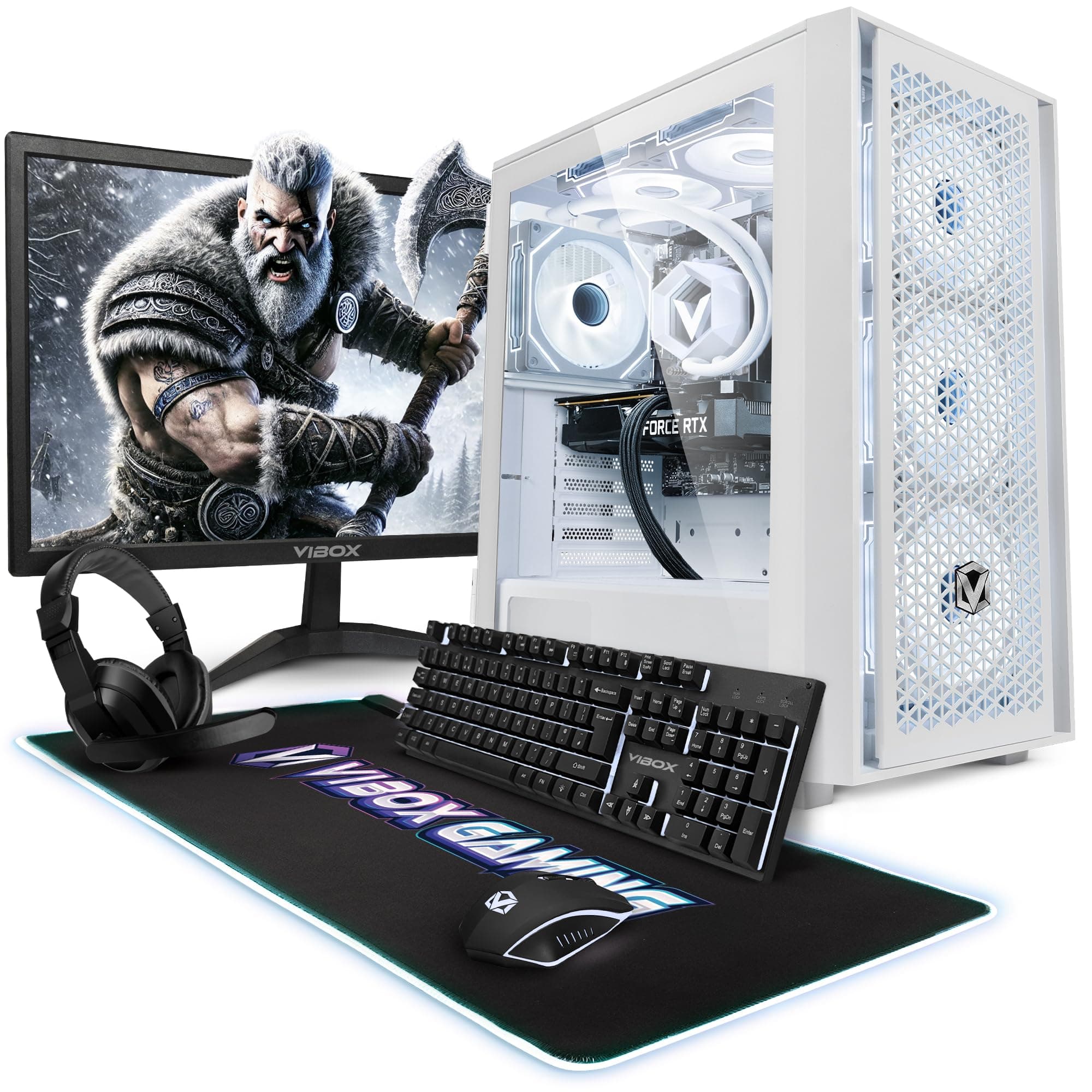 Vibox IV-24 Gaming PC Set Komplett • Monitor 23 Zoll • AMD Ryzen 7 5700X 8-Kern • Nvidia RTX 3050 6GB • 16GB RAM • 500GB SSD • Windows 11 • WLAN 6 + Bluetooth 5.4 Weiß 500 GB 16 GB RTX 3050 Windows 11 Home