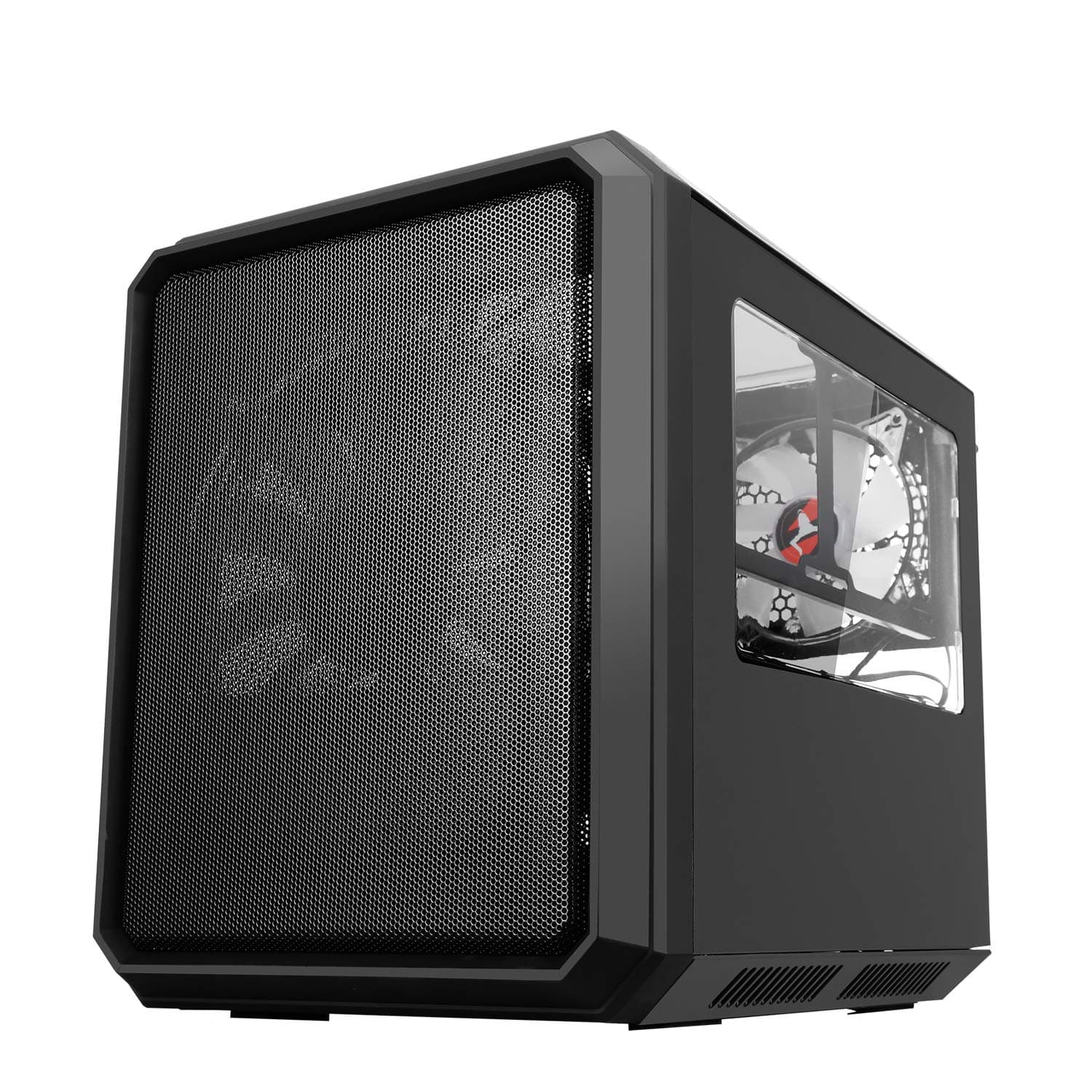 iTek Case QBO 8 EVO Micro ATX, USB3, 200+120mm ARGB Fan, Card Reader, 3X Trasp Window Schwarz Bild 3