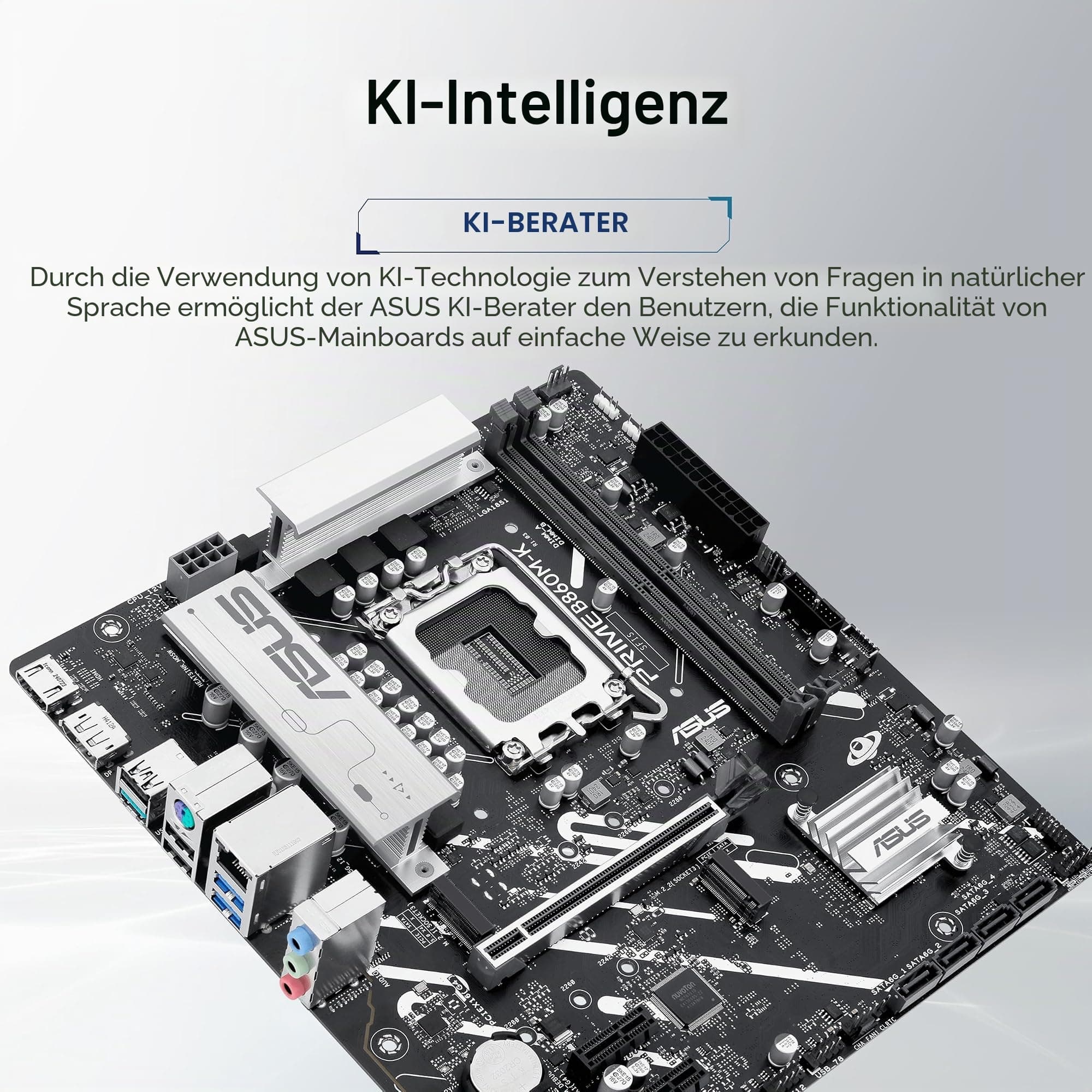 ASUS Prime B860M-K Mainboard Sockel Intel LGA 1851 (Intel B860, mATX, DDR5 Speicher, PCIe 5.0, 1x PCIe 4.0 M.2, Aura Sync) Bild 3
