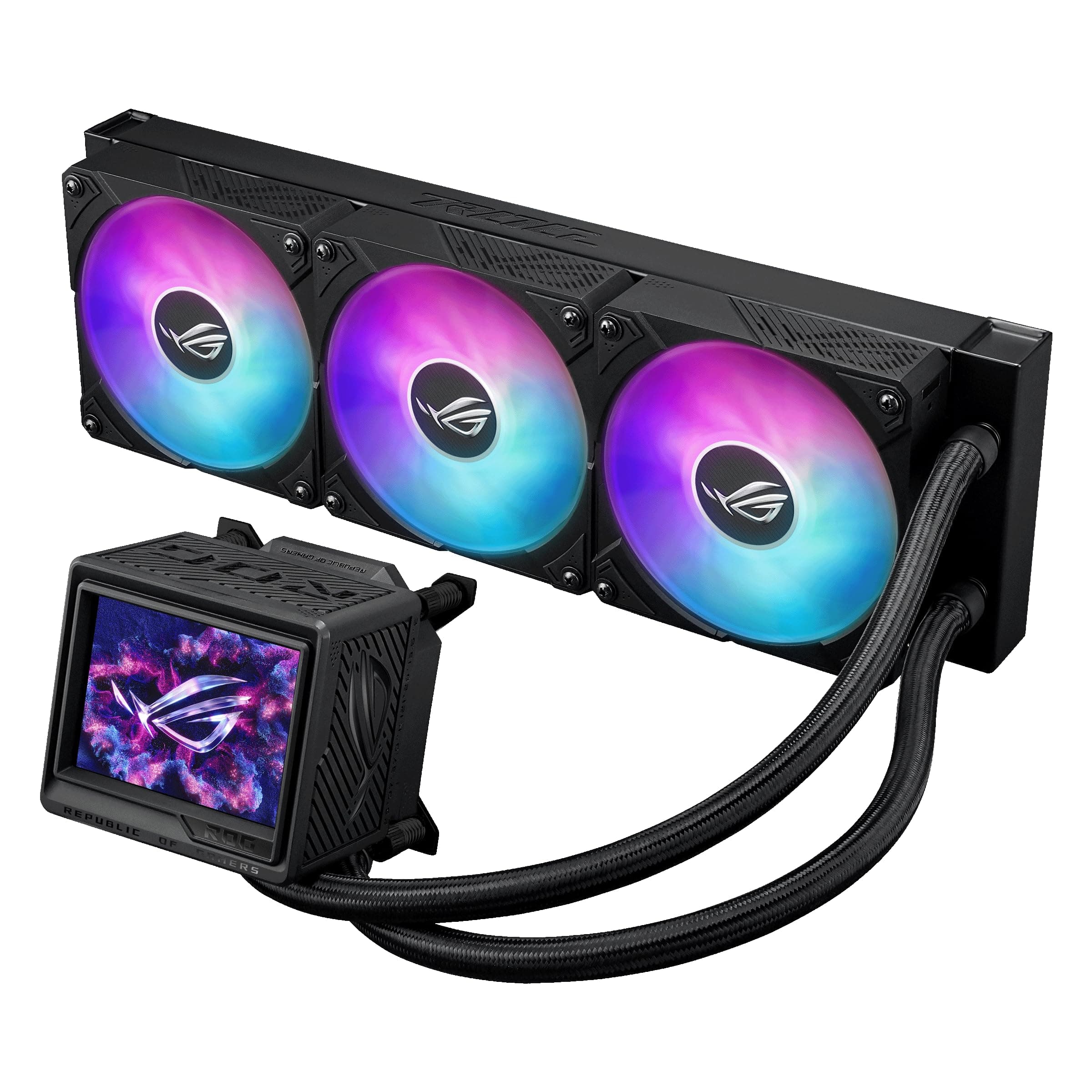 ASUS ROG Ryujin III 360 ARGB Extreme All-in-One-Flüssig-CPU-Kühler (3,5 Zoll LCD Bildschirm, Aseteks Emma Gen8 V2-Pumpe, verdickte magnetische ROG ARGB-Lüfter, Geräuschoptimierung, schwarz) Bild 7