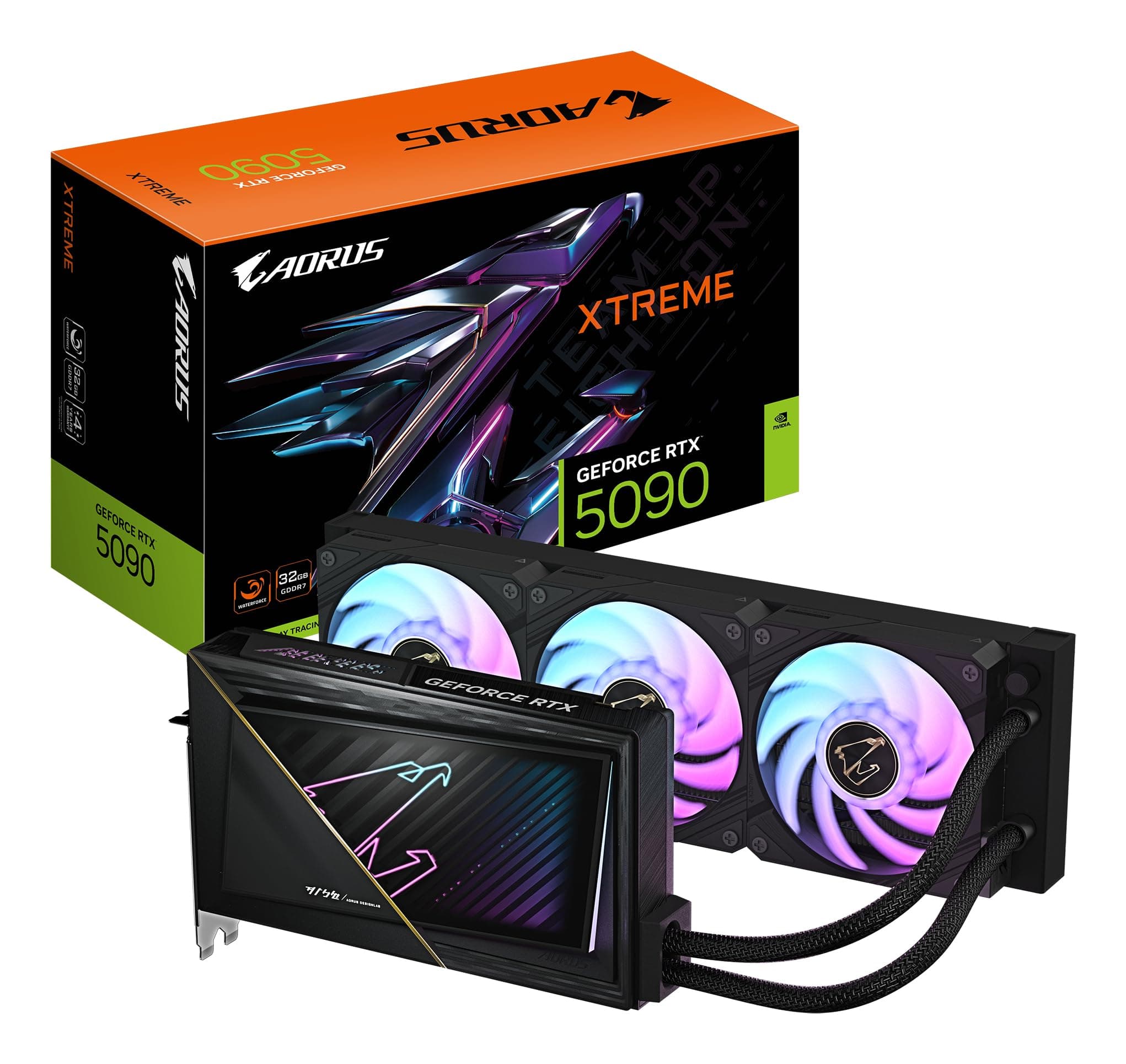 Gigabyte AORUS GeForce RTX 5090 Xtreme WATERFORCE 32G Grafikkarte - 32 GB GDDR7, 512 Bit, PCI-E 5.0, 2655 MHz Kernfrequenz, 3 x DP 2.1a, 1 x HDMI 2.1b, NVIDIA DLSS 4, GV-N5090AORUSX W-32GD Bild 2